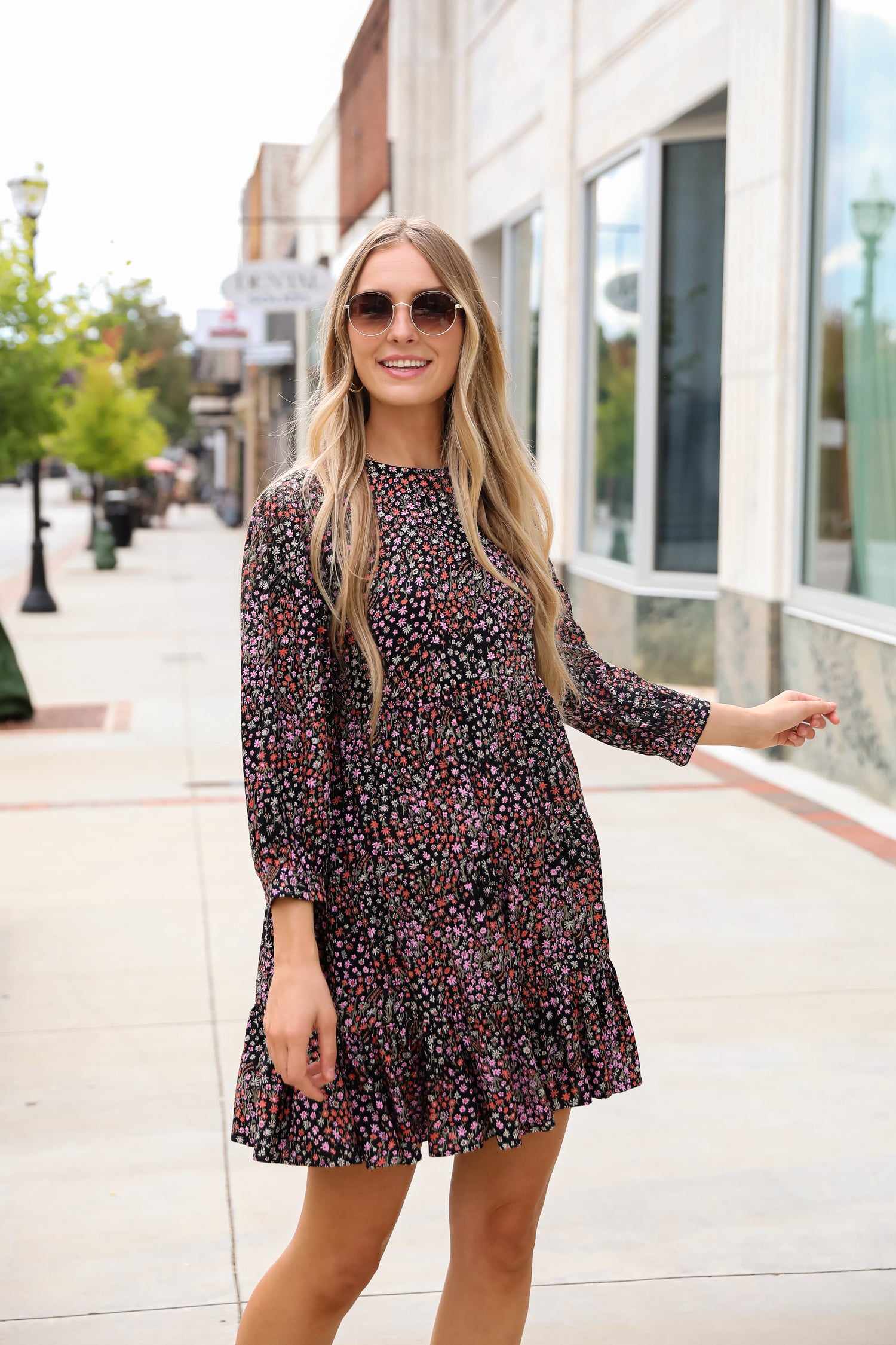 Gorgeous Outcome Black Floral Tiered Mini Dress