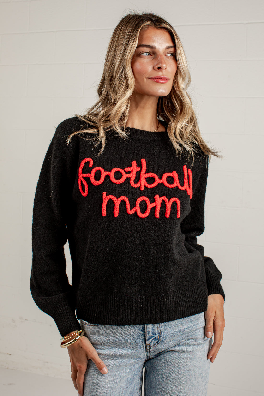 Football Mom Black Knit Sweater