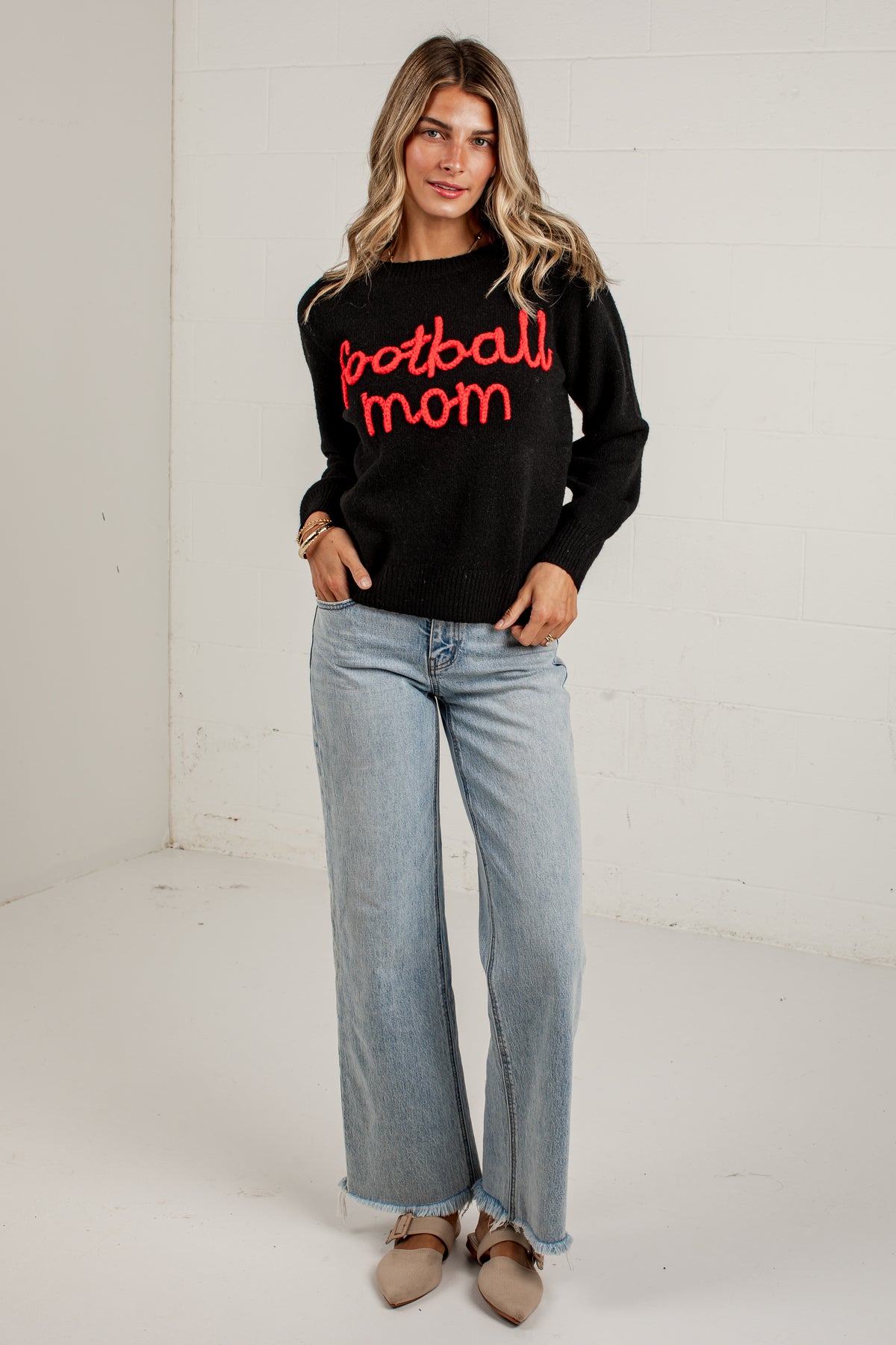 Football Mom Black Knit Sweater