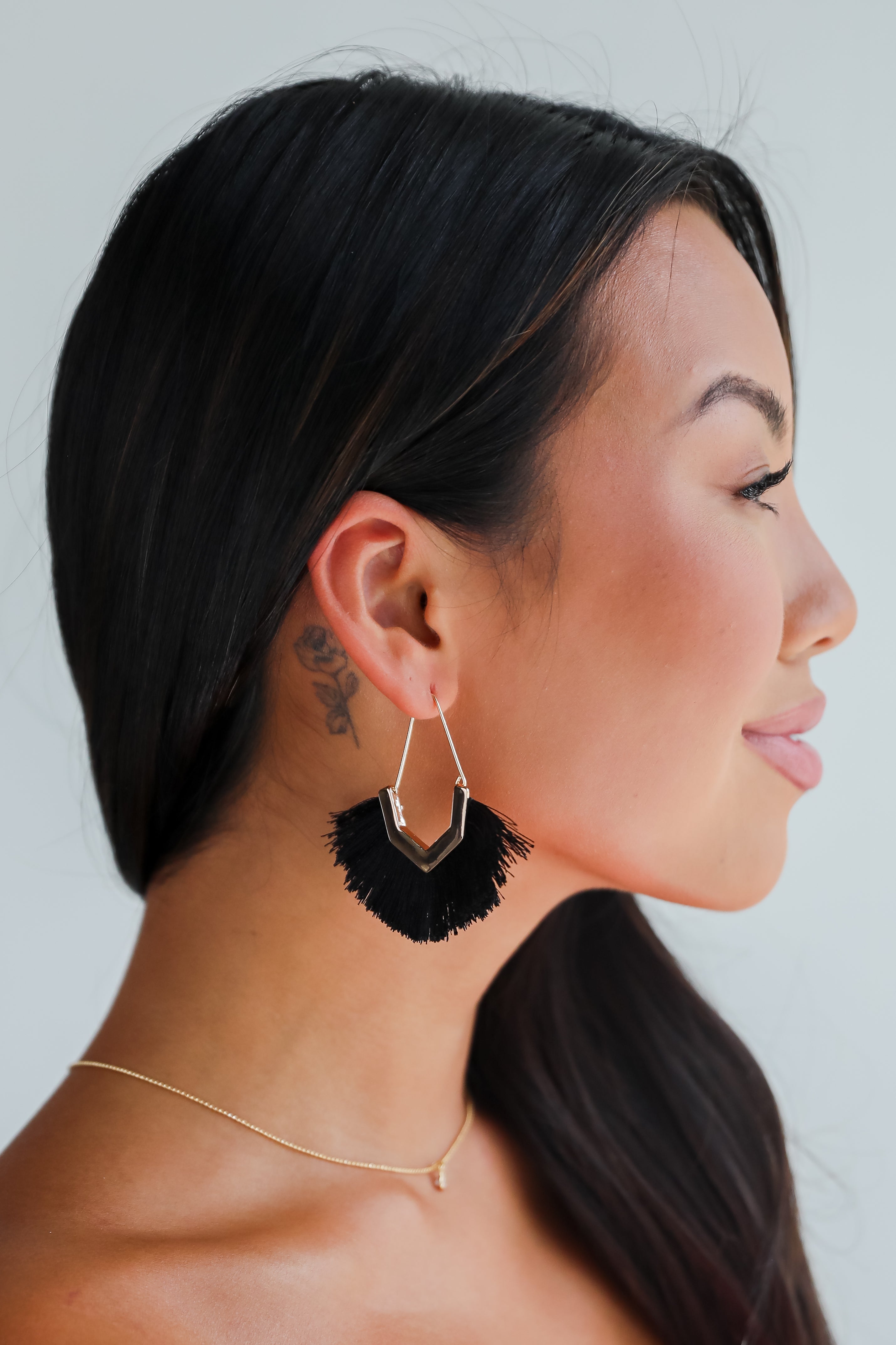 Teagan Black Fringe Statement Earrings