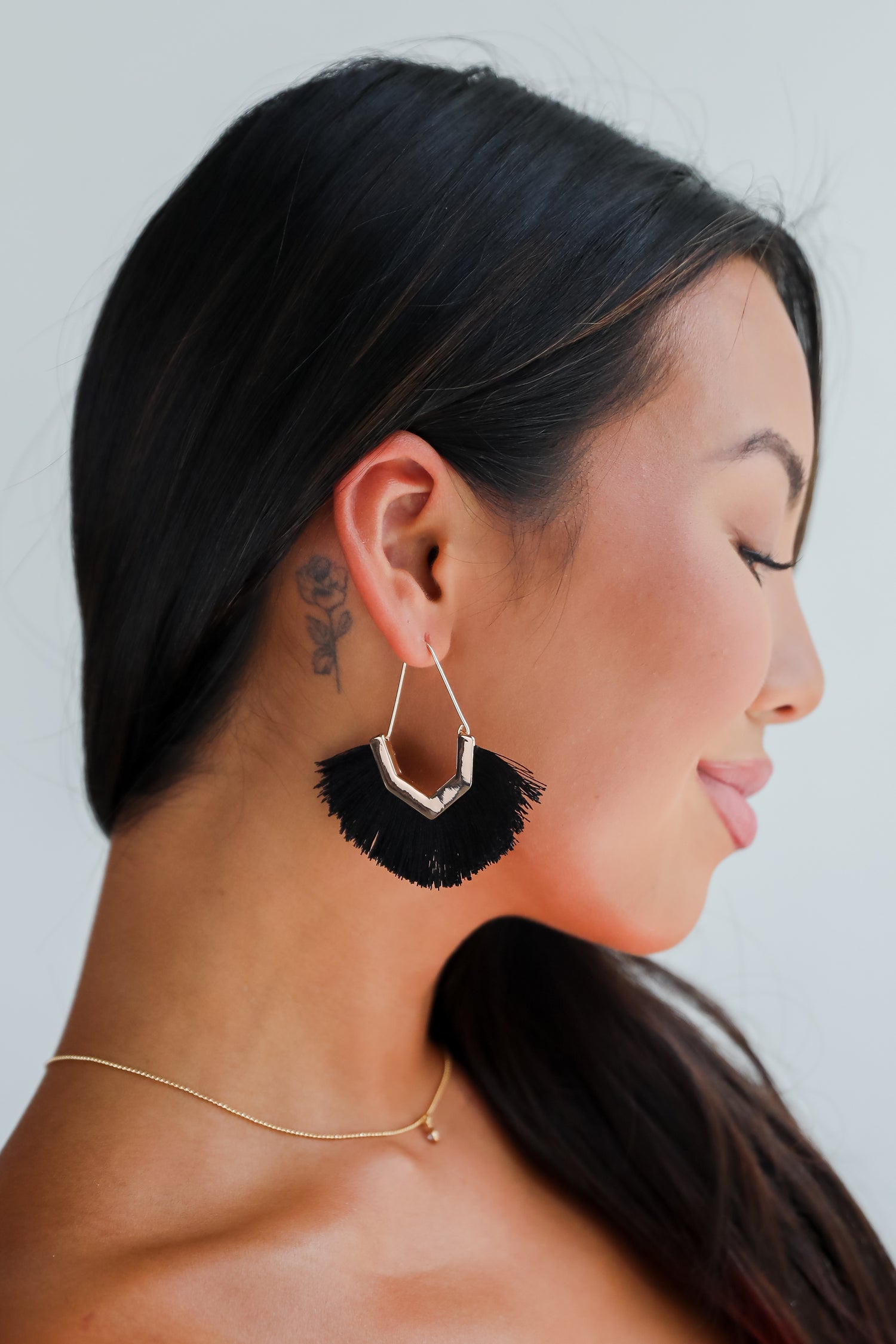 Teagan Black Fringe Statement Earrings