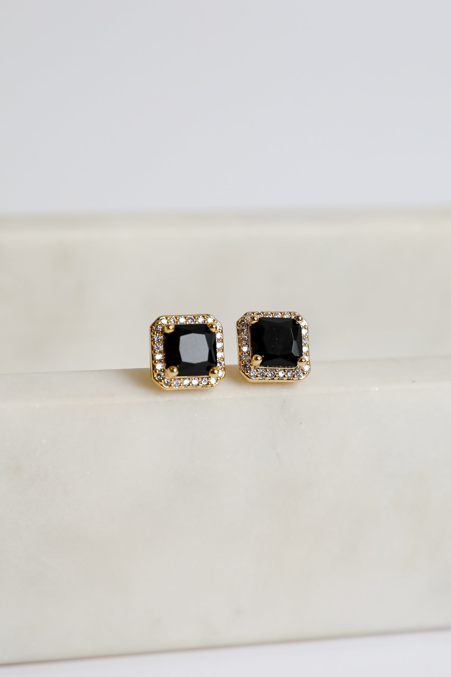 Sutton Black Gemstone Stud Earrings