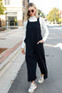 black Textured Wide Leg Jumpsuit