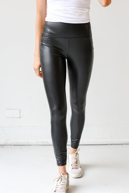 black Leather Leggings close up