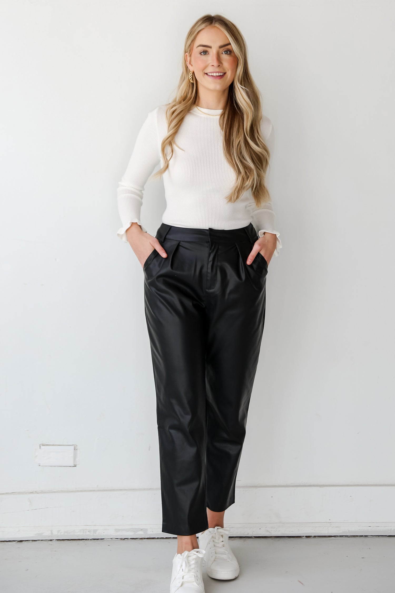 womens Black Leather Pants