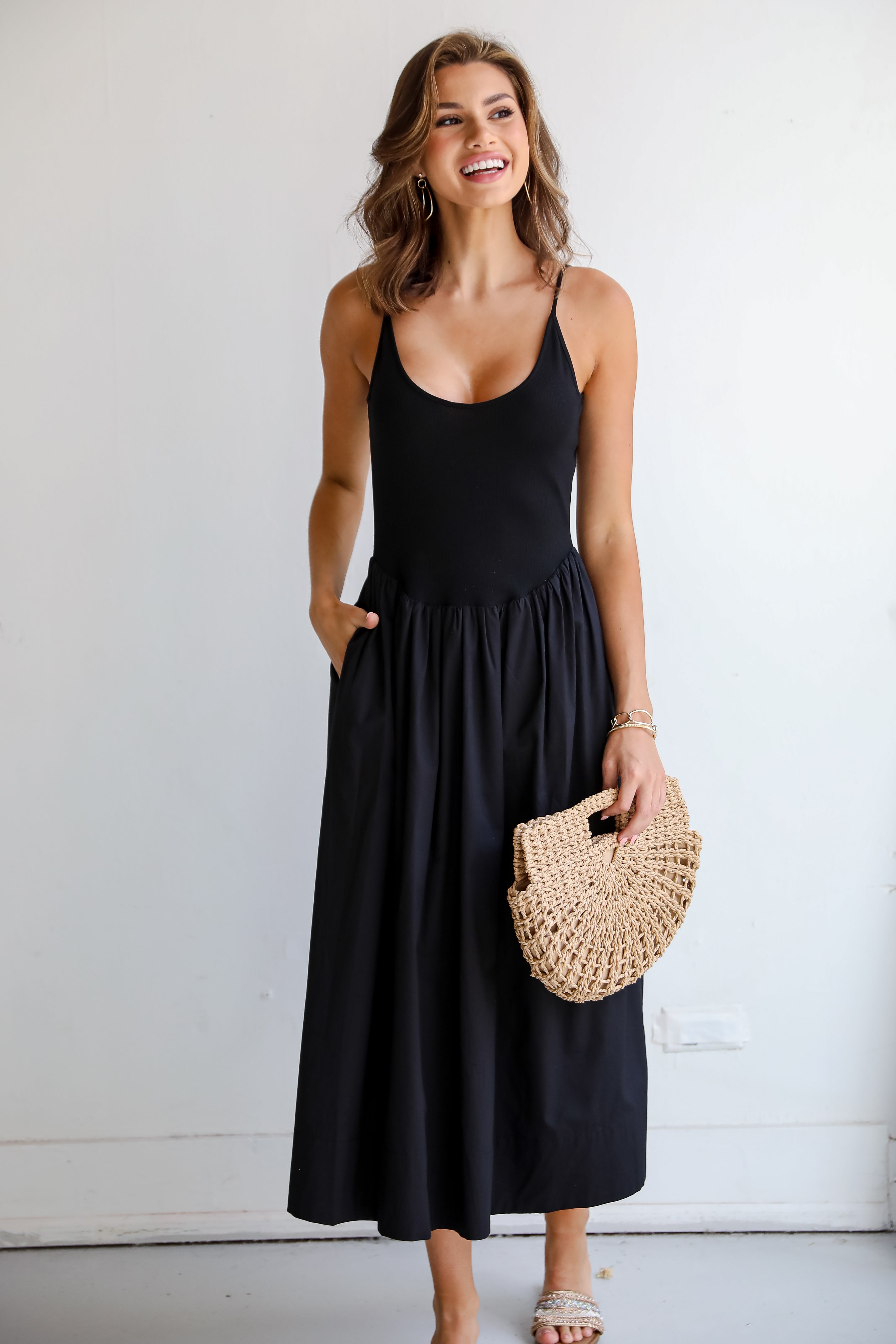 black drop waist dress