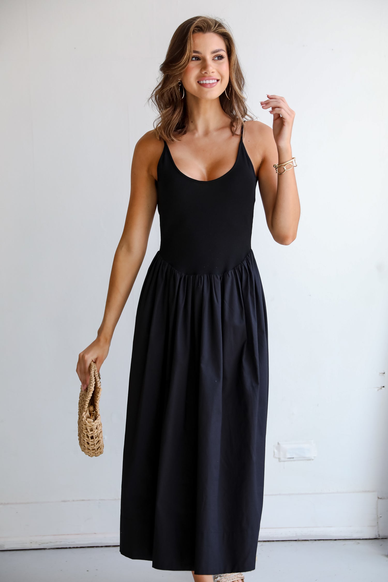 Black Contrast Maxi Dress