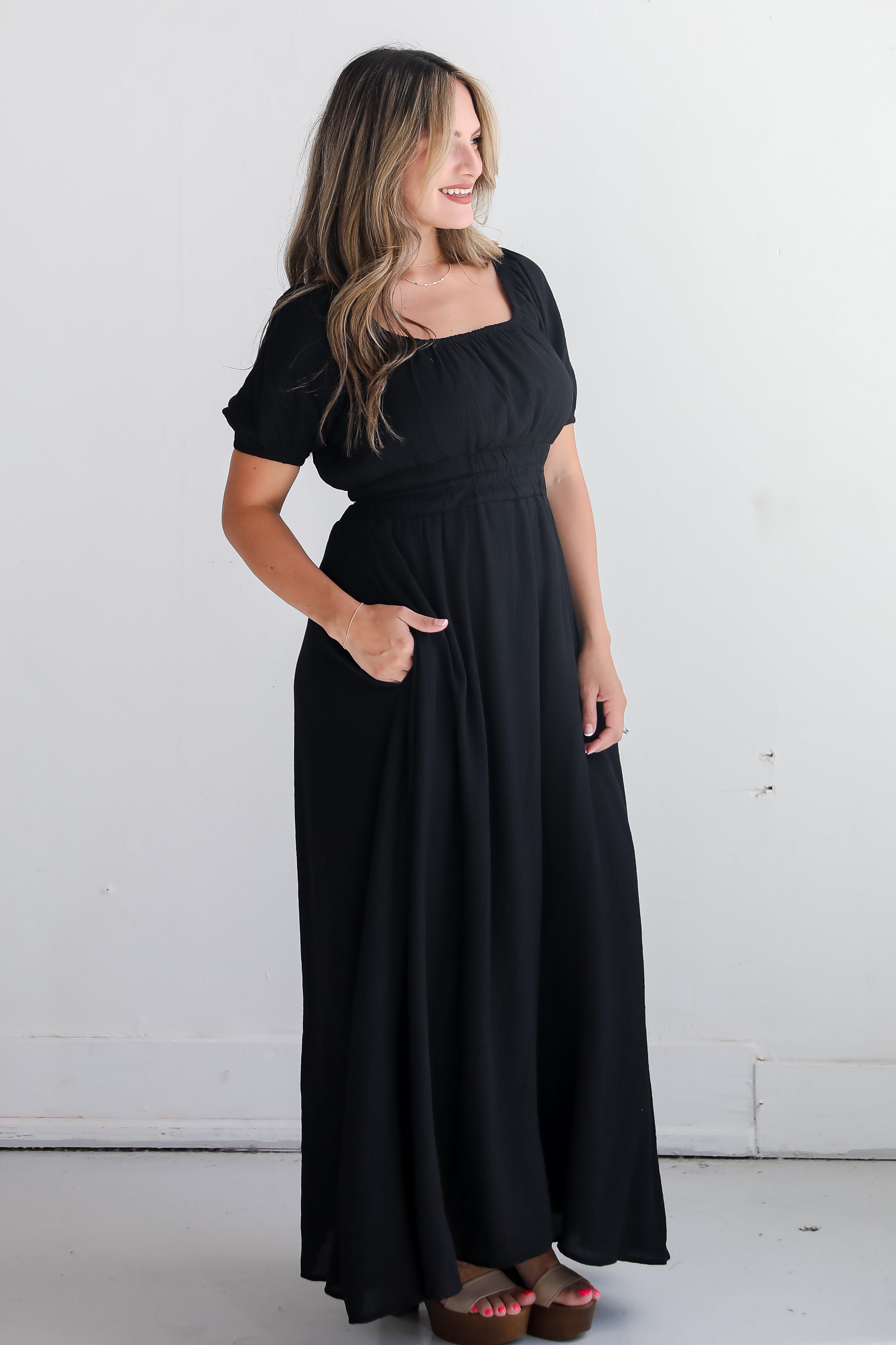 Instinctually Flirty Black Maxi Dress