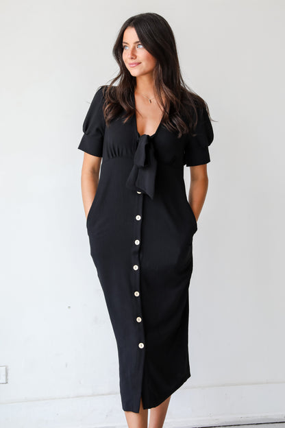 Sweet Perception Black Midi Dress