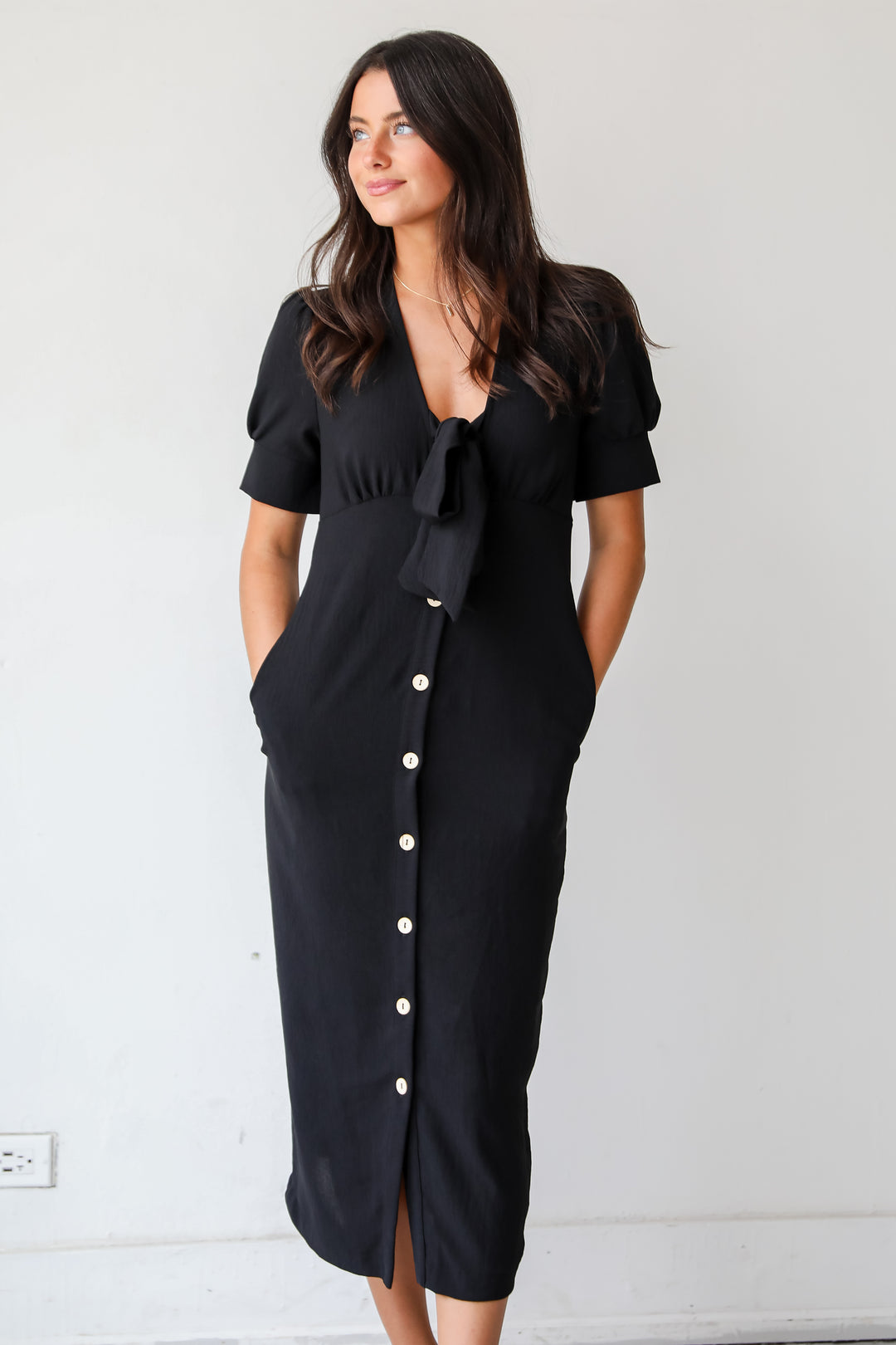 Sweet Perception Black Midi Dress