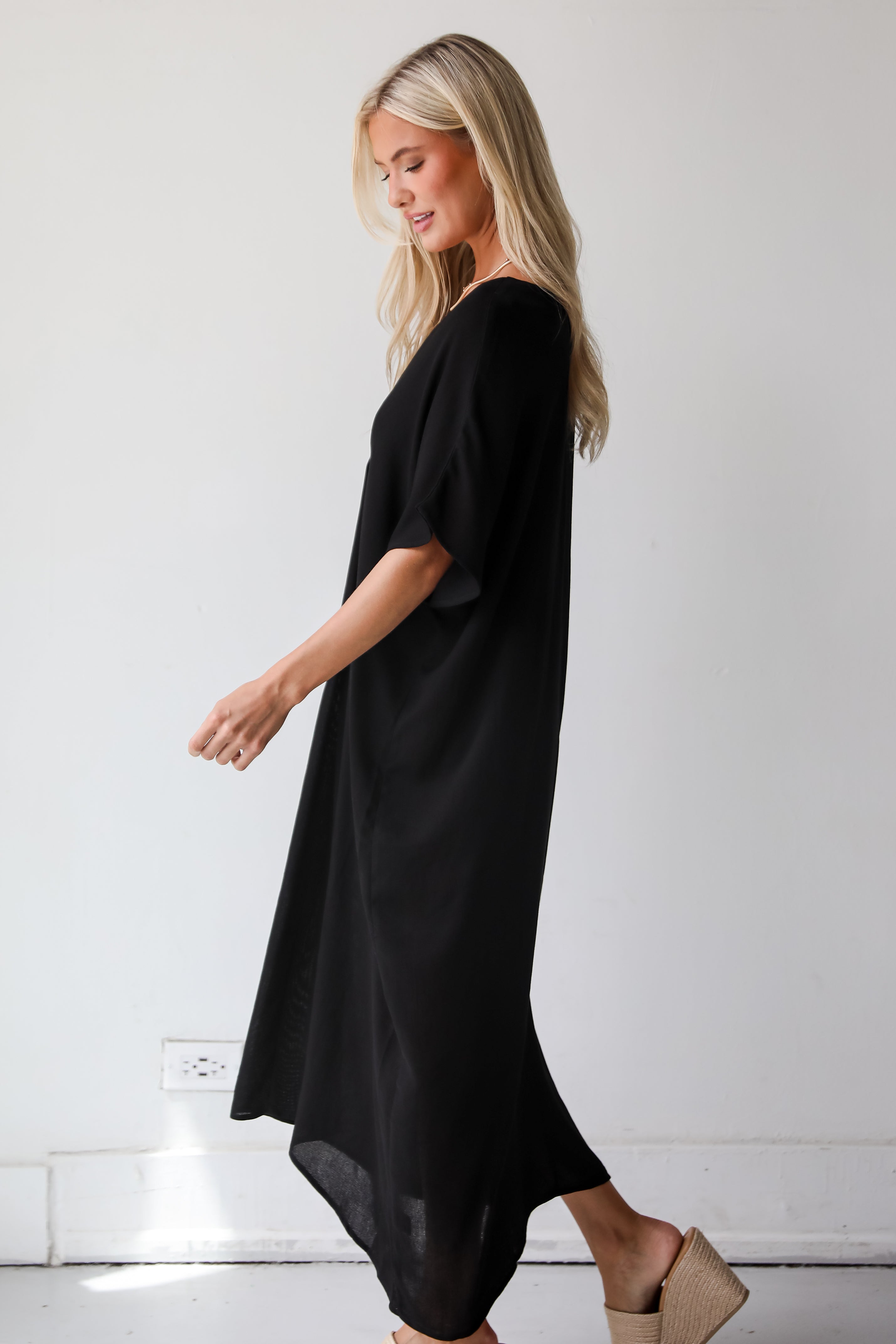 Boardwalk Sunsets Black Midi Dress