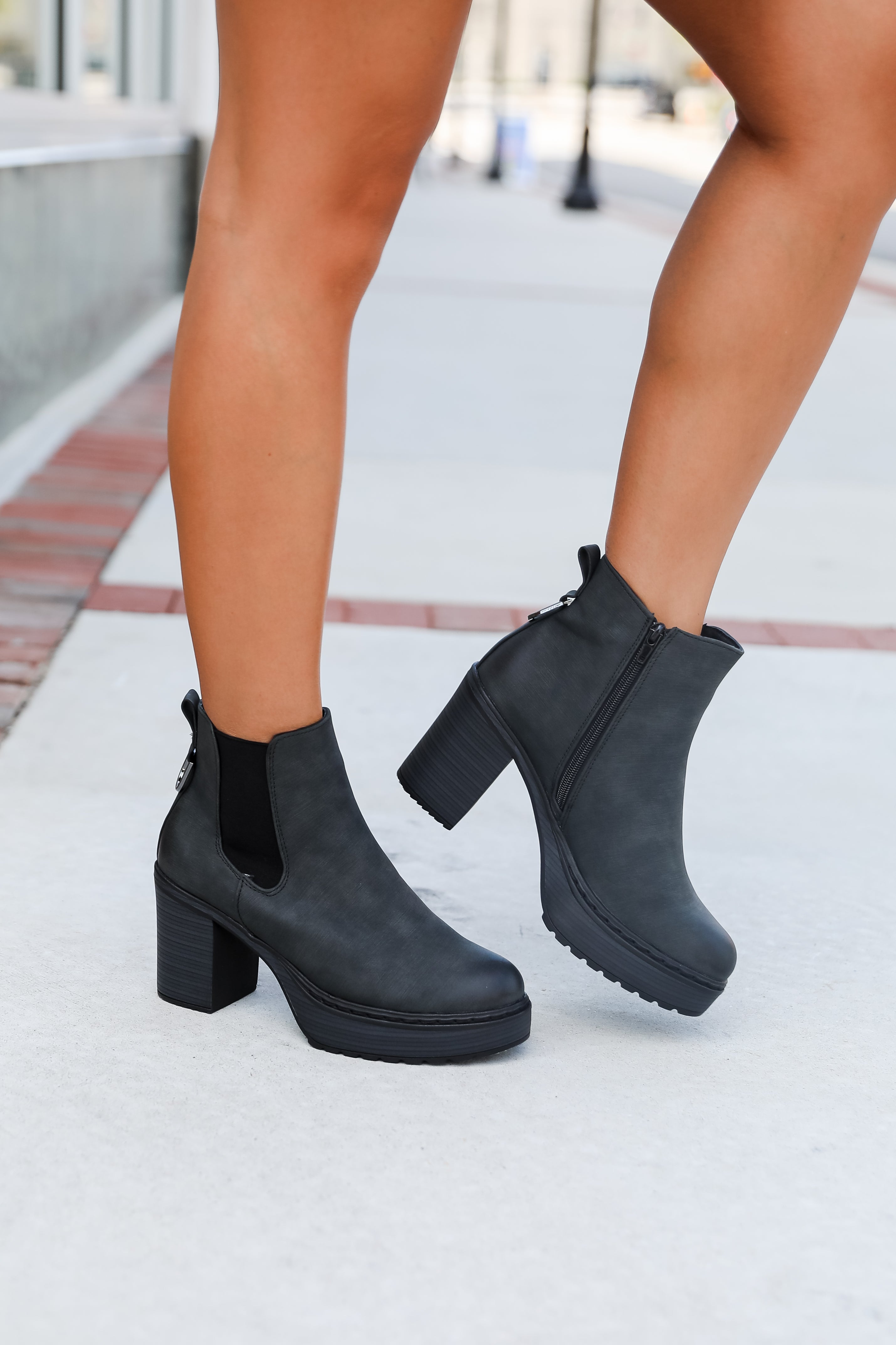 Now Is The Time Black Platform Booties