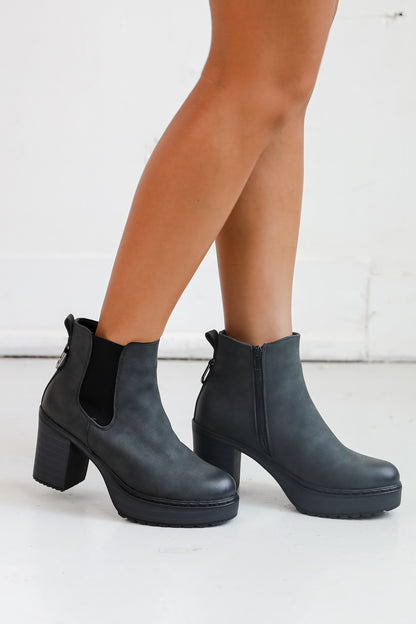 Now Is The Time Black Platform Booties