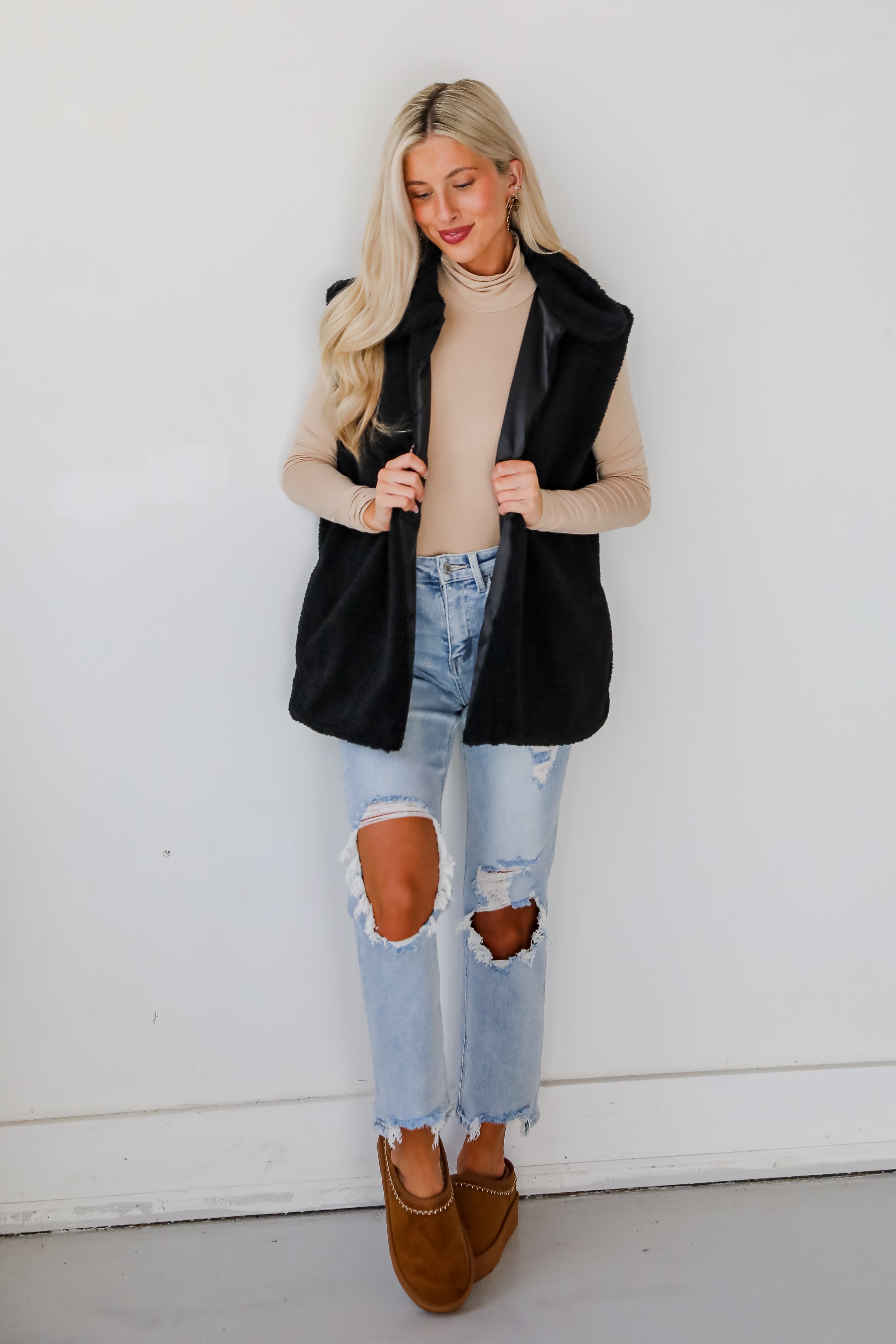 Coziest Crush Black Sherpa Vest