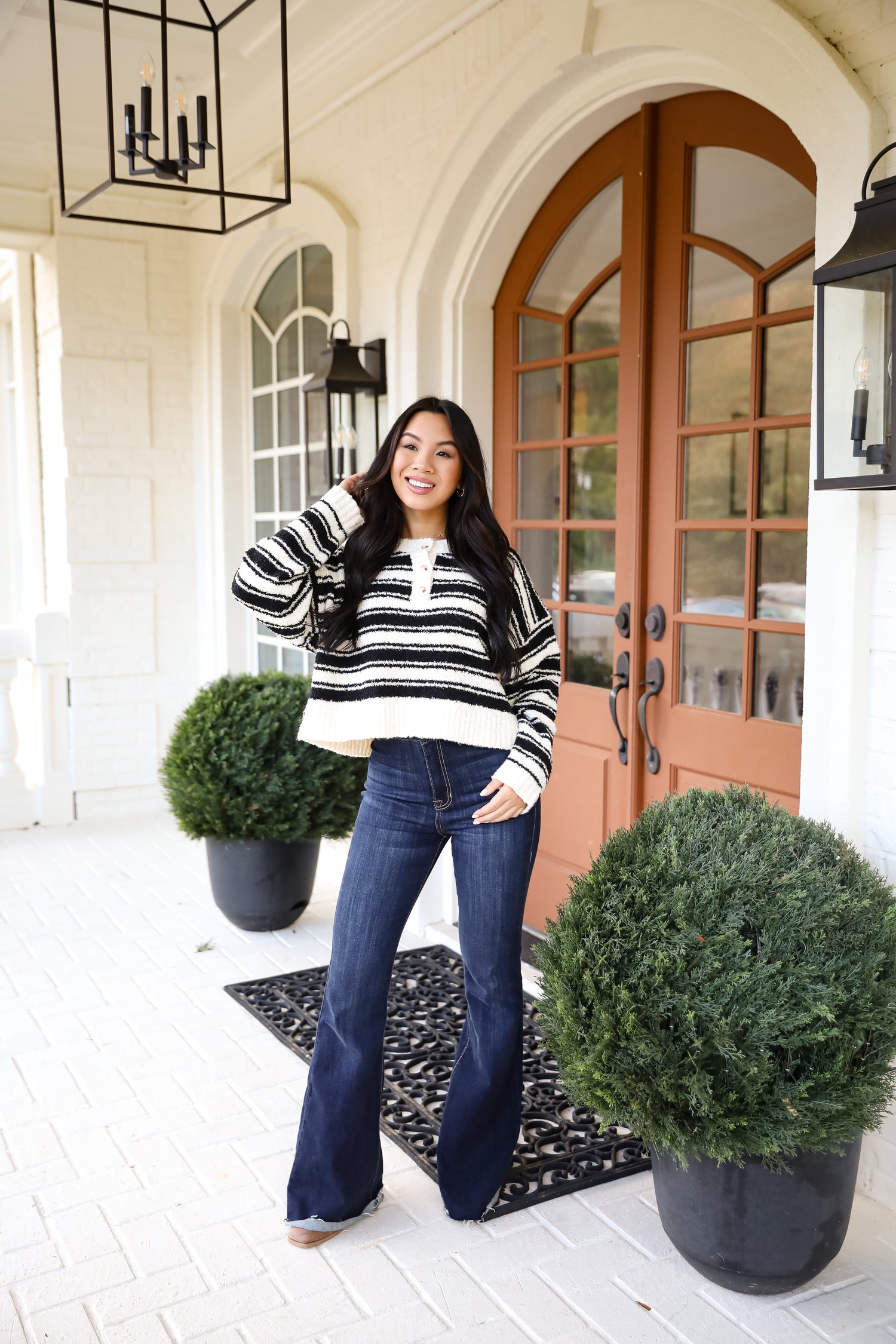 Classic Comfort Black Striped Sweater