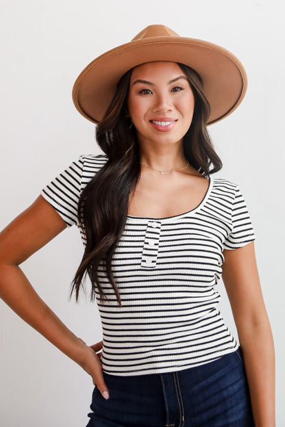 Envied Comfort Ivory Striped Knit Top