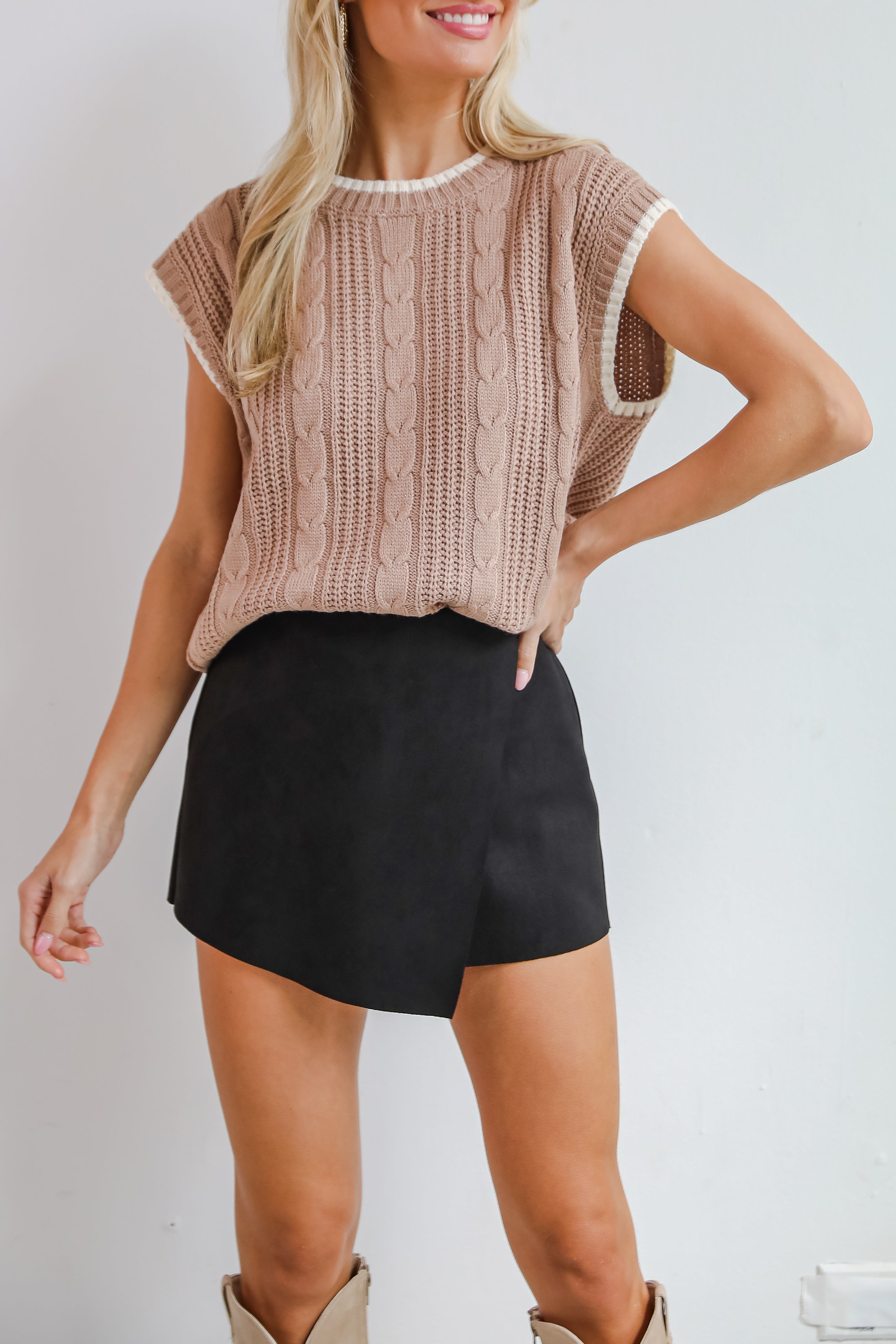 Fabulous Vibe Black Suede Skort