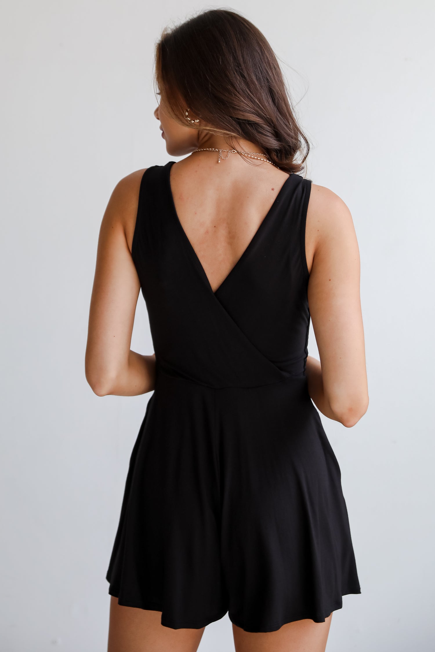 Black Surplice Romper