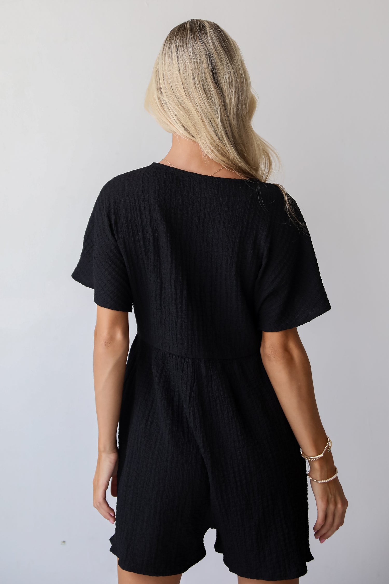 Skilled Poise Black Textured Romper