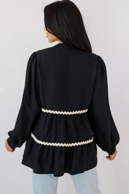 Exclusive Charm Black Tiered Blouse