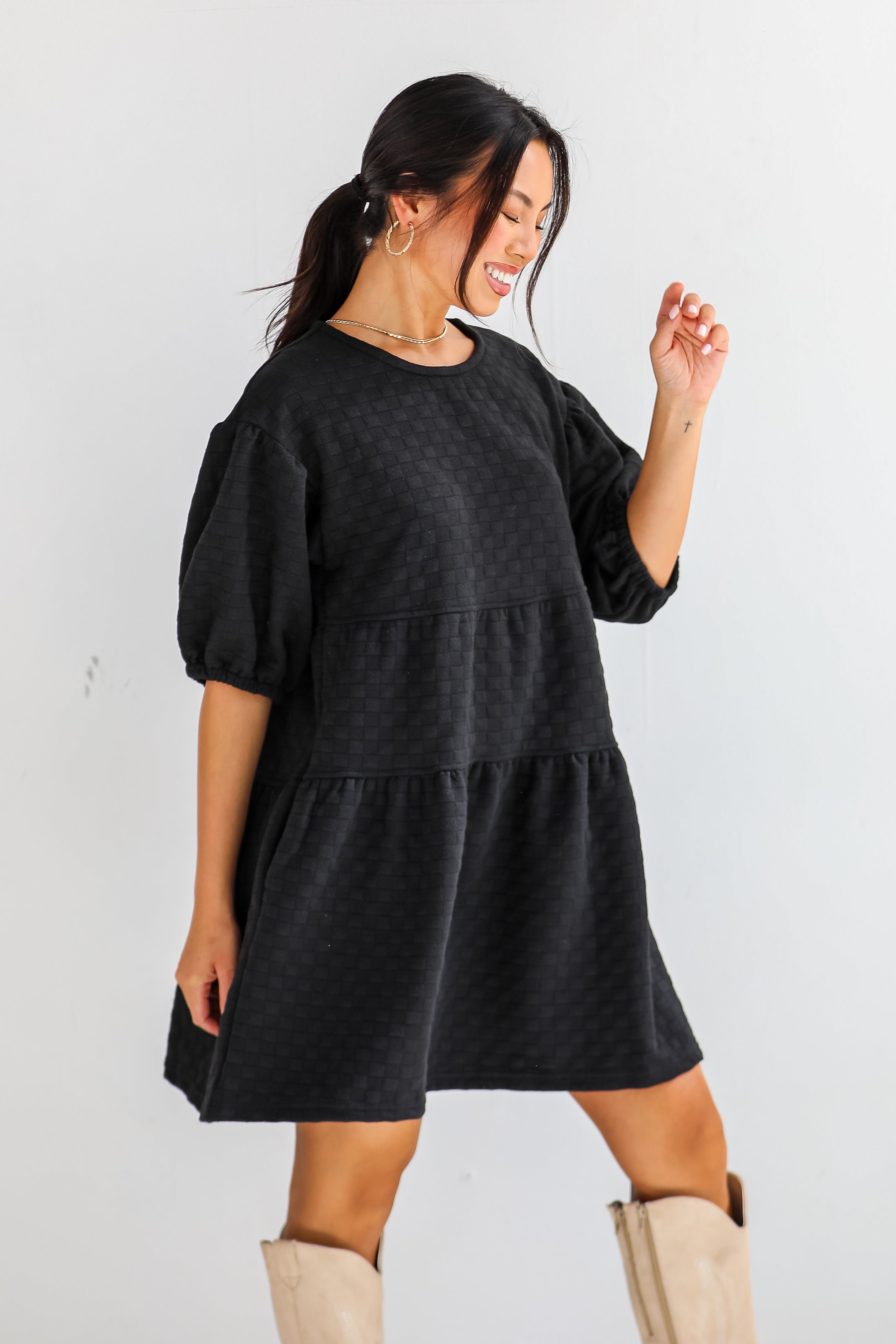 Curated Crush Black Tiered Mini Dress