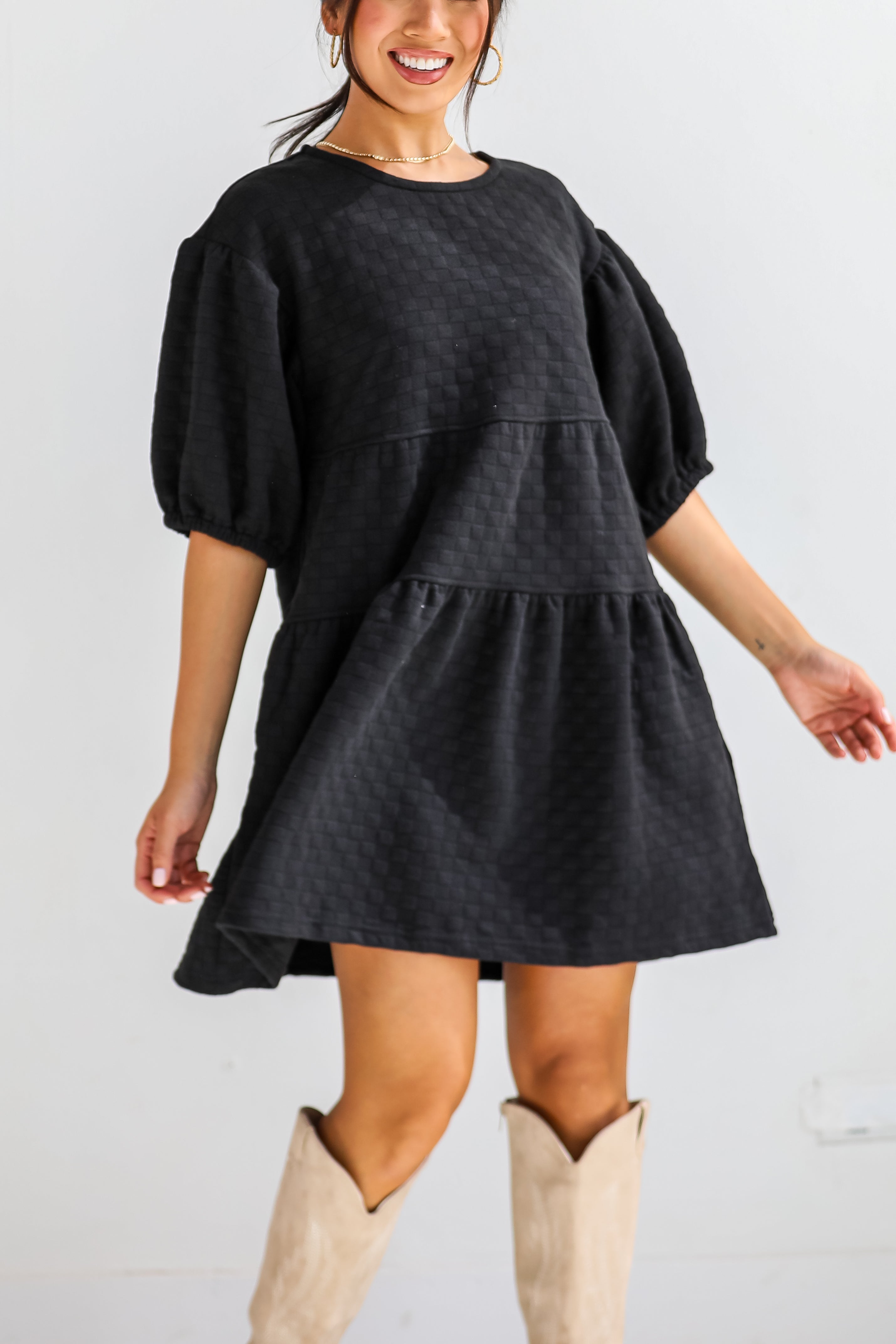 Curated Crush Black Tiered Mini Dress