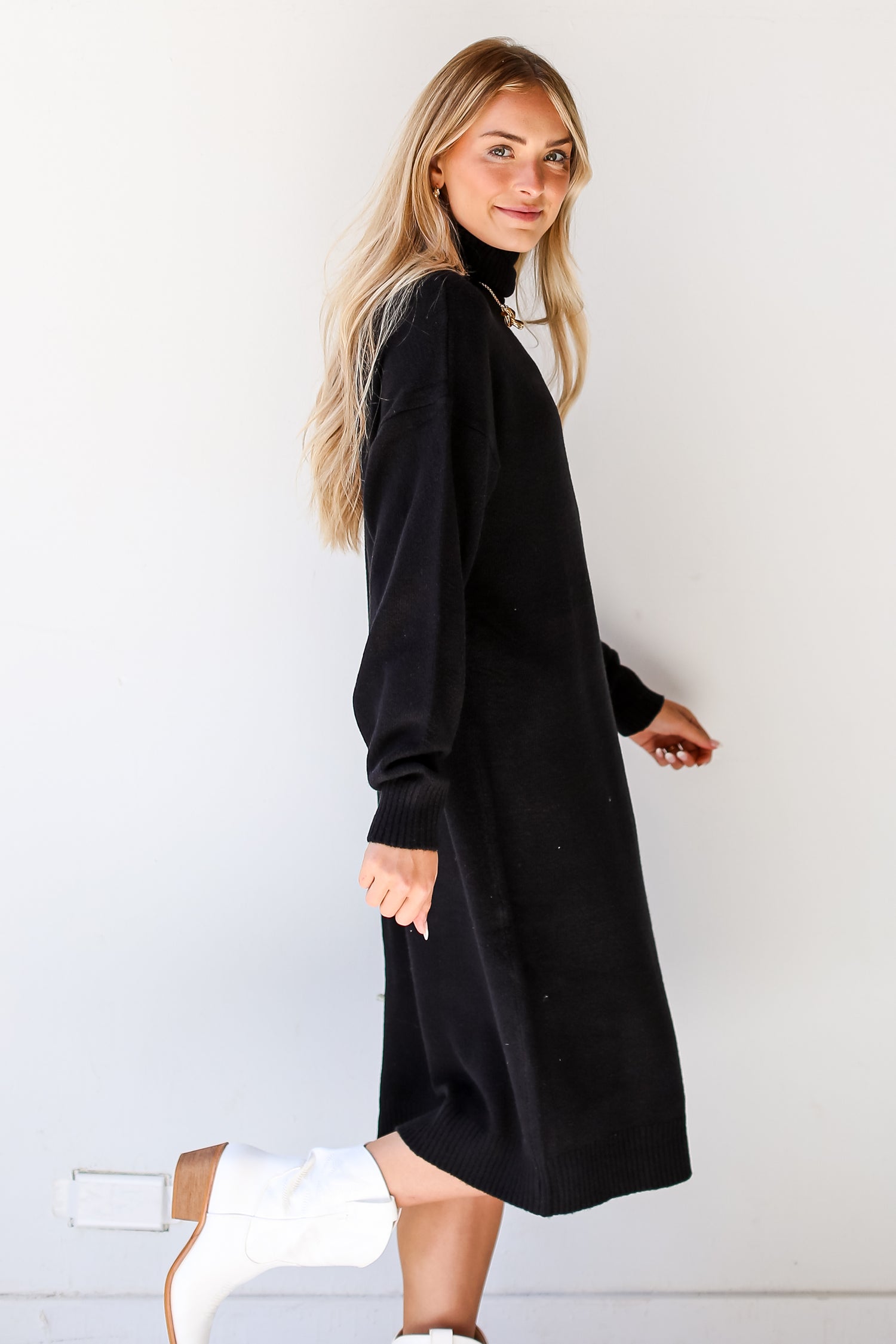 black knit dresses.Cute Dresses For Women. Turtleneck Sweater Dress
