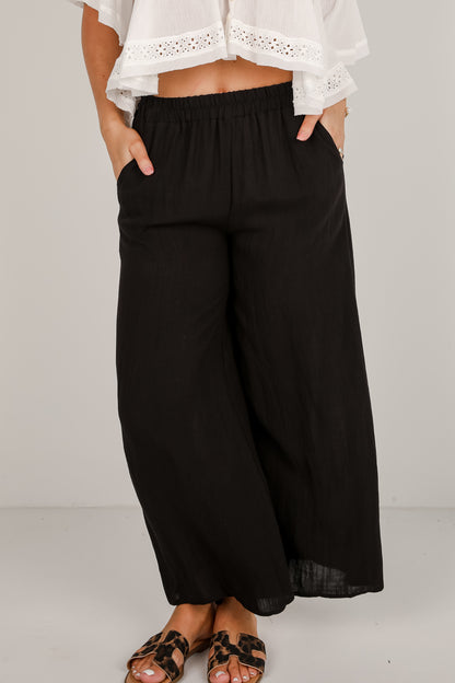 Better Times Black Wide Leg Pants