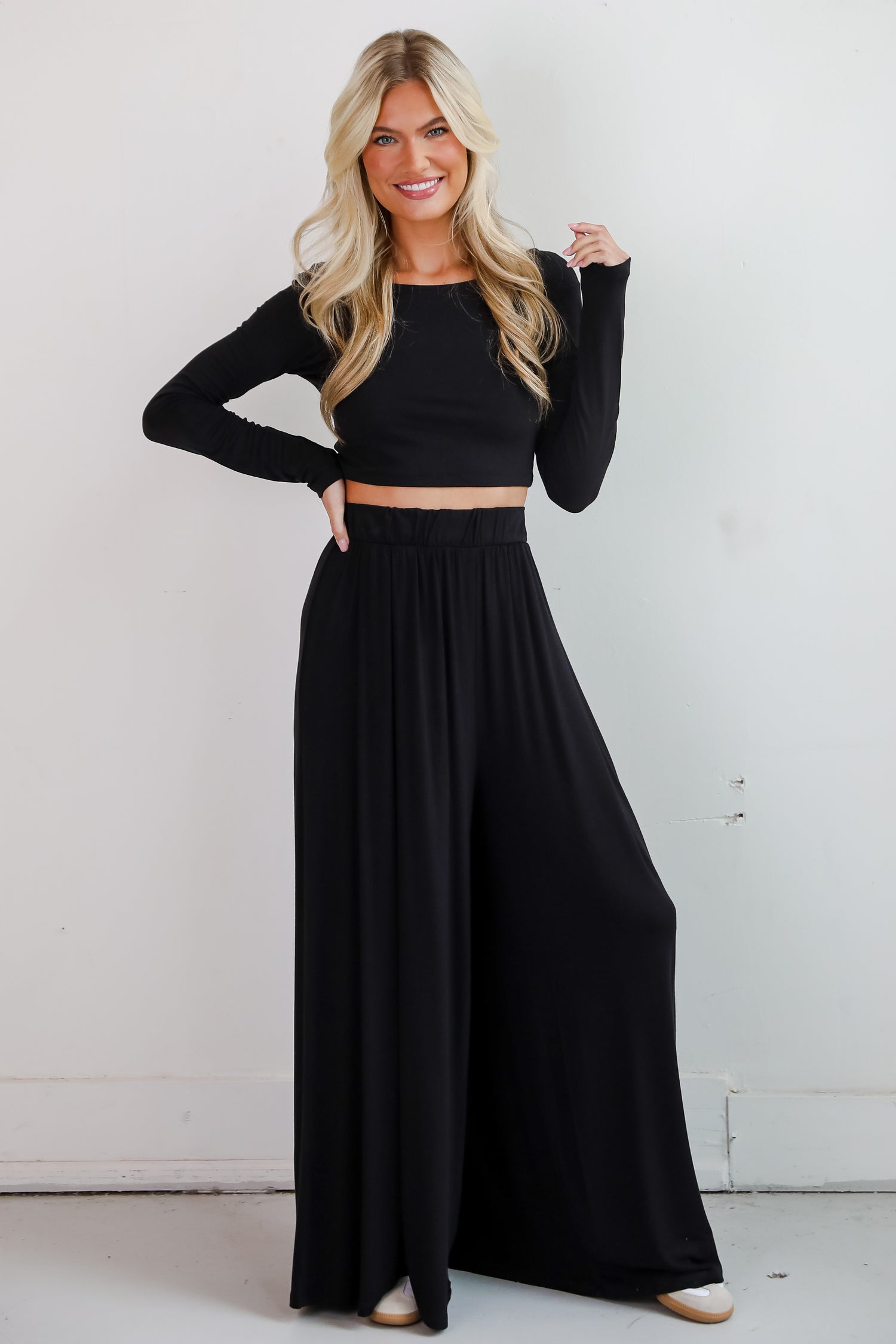 Expert Charm Black Wide Leg Pants