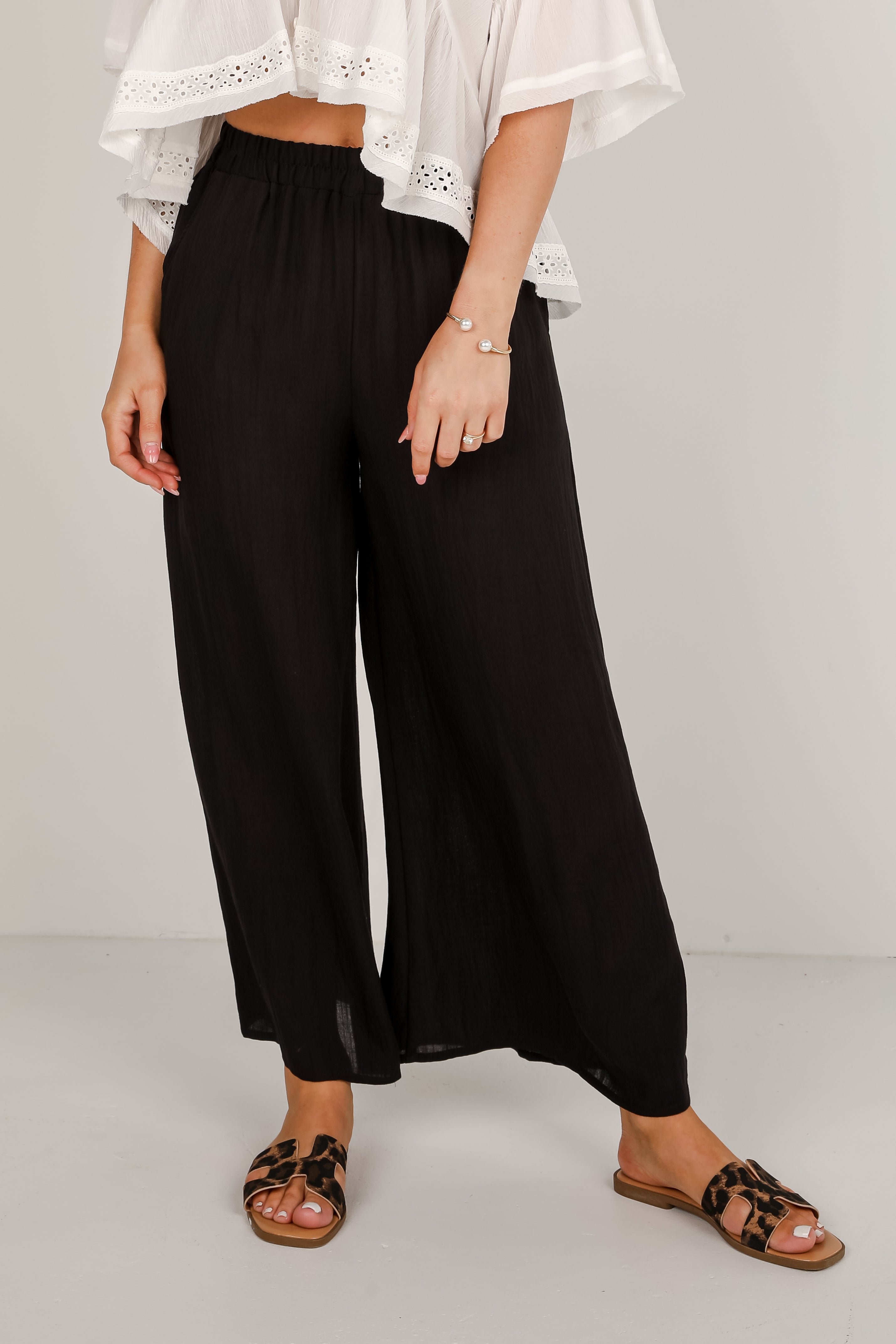 Better Times Black Wide Leg Pants