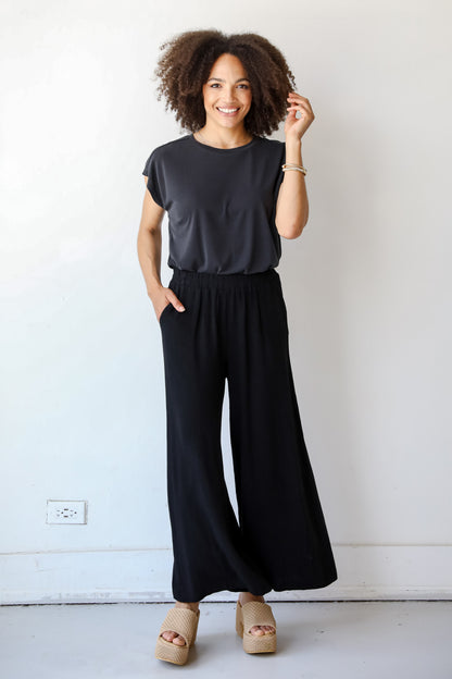 flowy Black Linen Pants