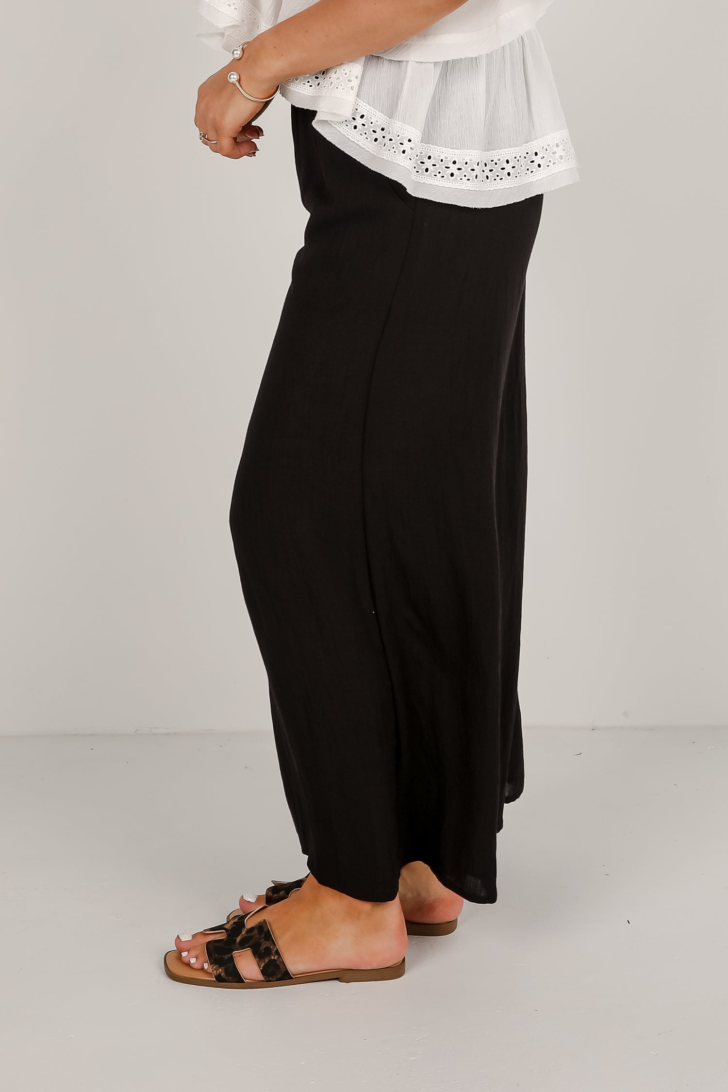 Better Times Black Wide Leg Pants