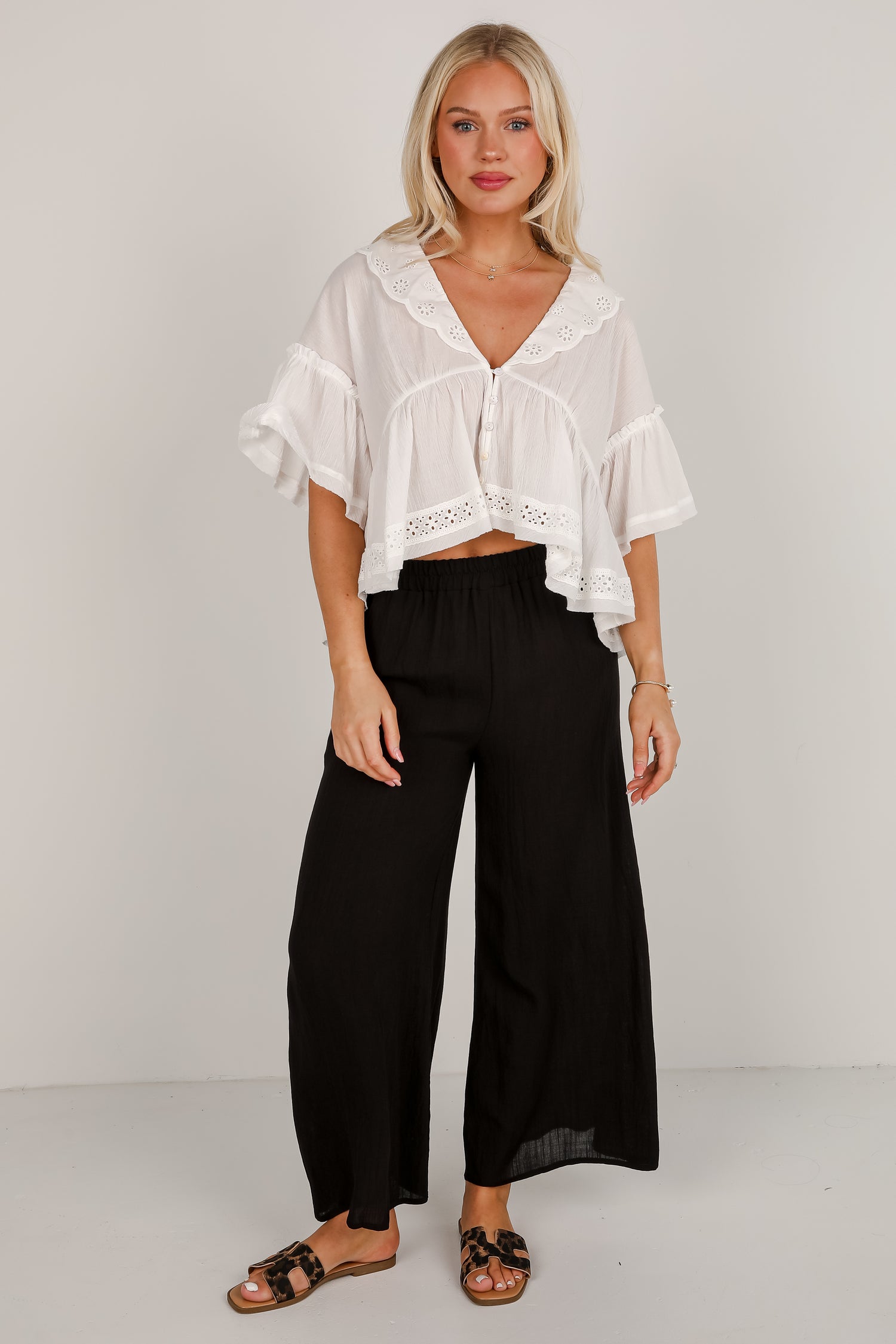 Better Times Black Wide Leg Pants