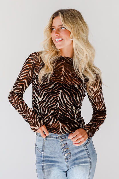 Fierce Expert Black Zebra Mesh Top