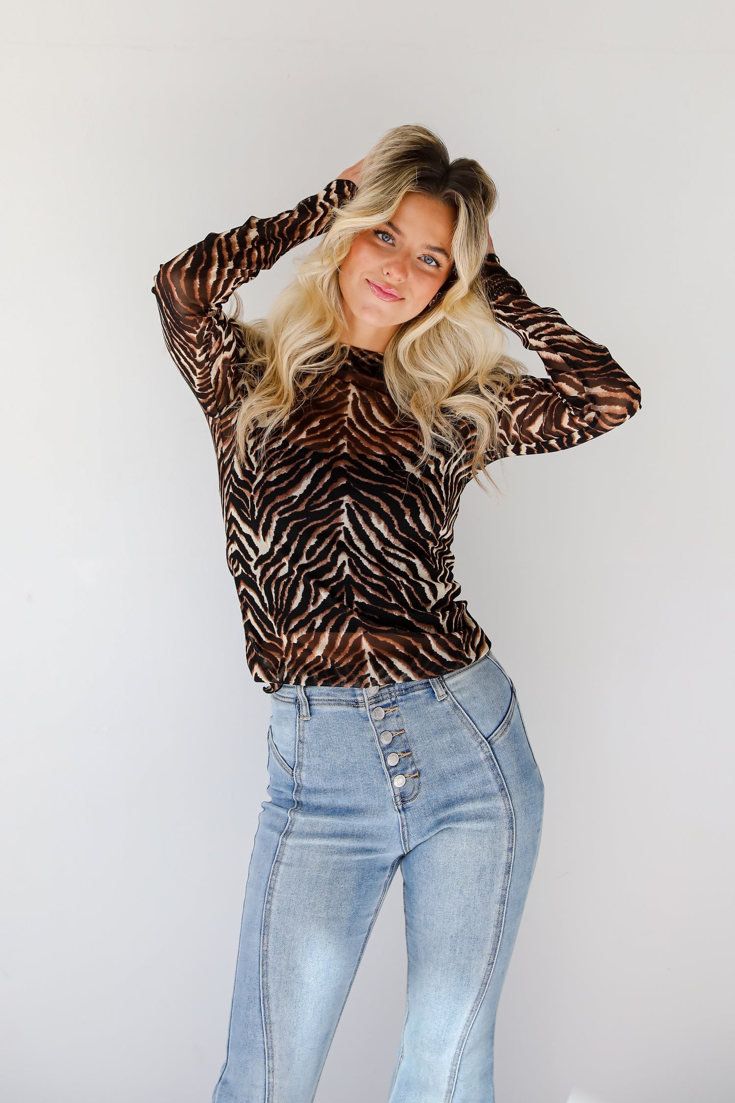 Fierce Expert Black Zebra Mesh Top