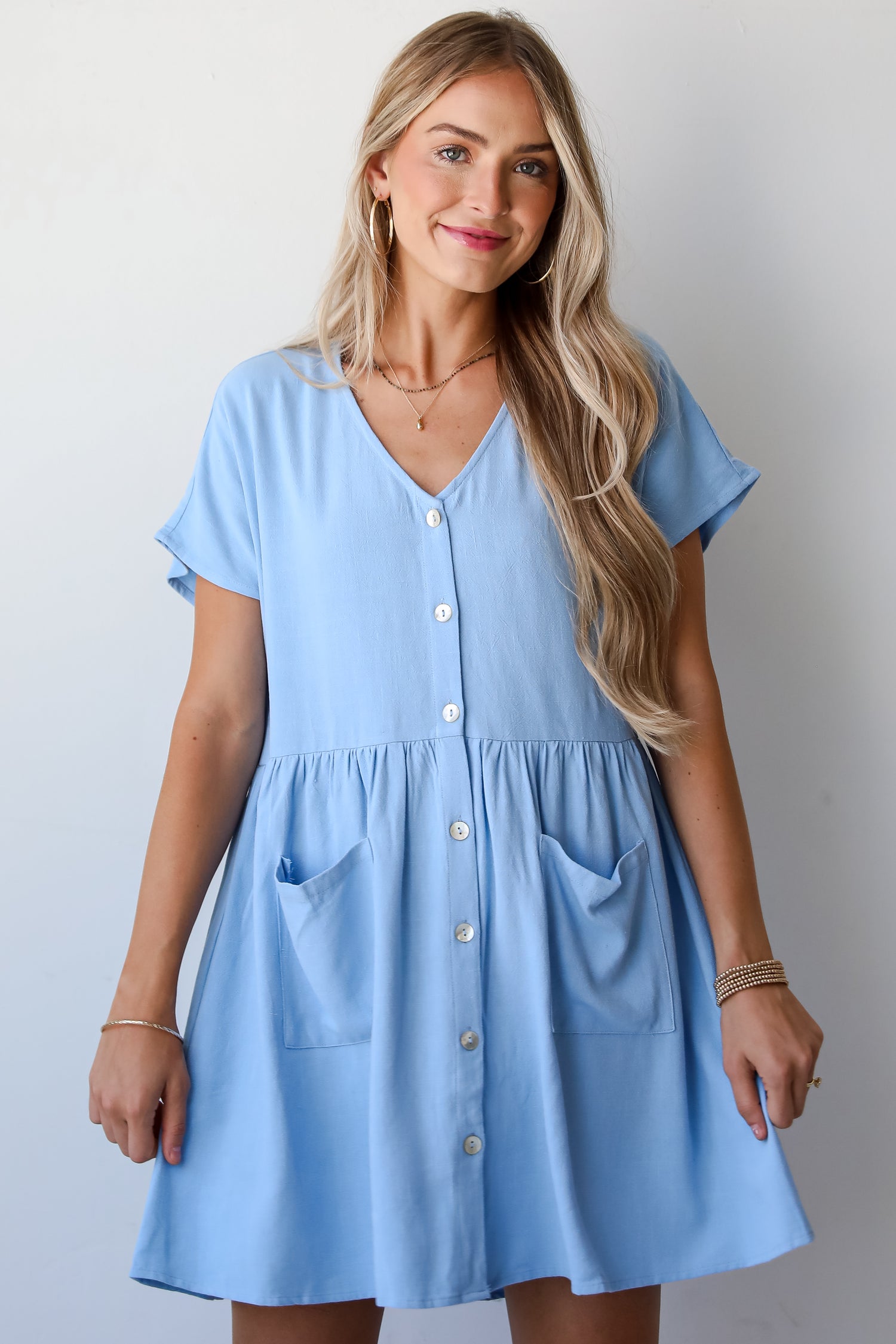 Easy Sweetness Light Blue Babydoll Mini Dress