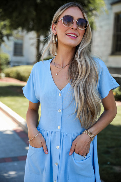 Easy Sweetness Light Blue Babydoll Mini Dress