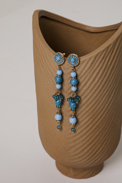 Rachel Blue Beaded Drop Earrings