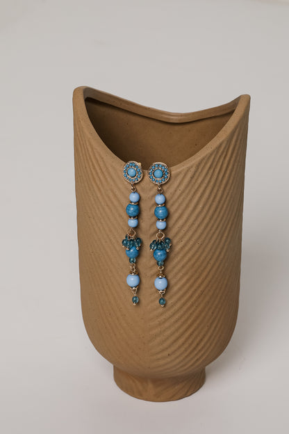 Rachel Blue Beaded Drop Earrings
