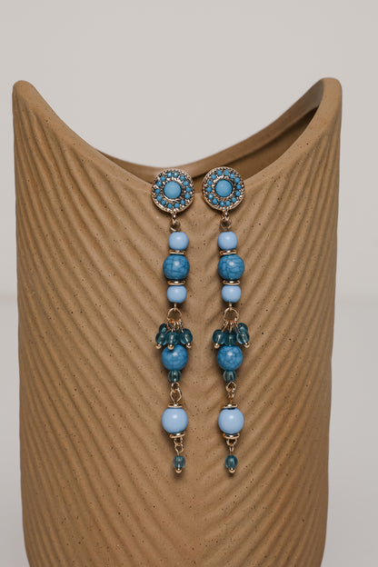 Rachel Blue Beaded Drop Earrings