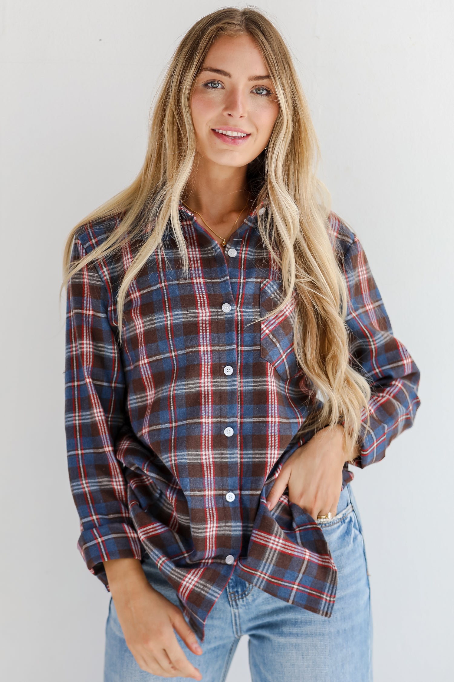 Trendy Era Navy Plaid Flannel