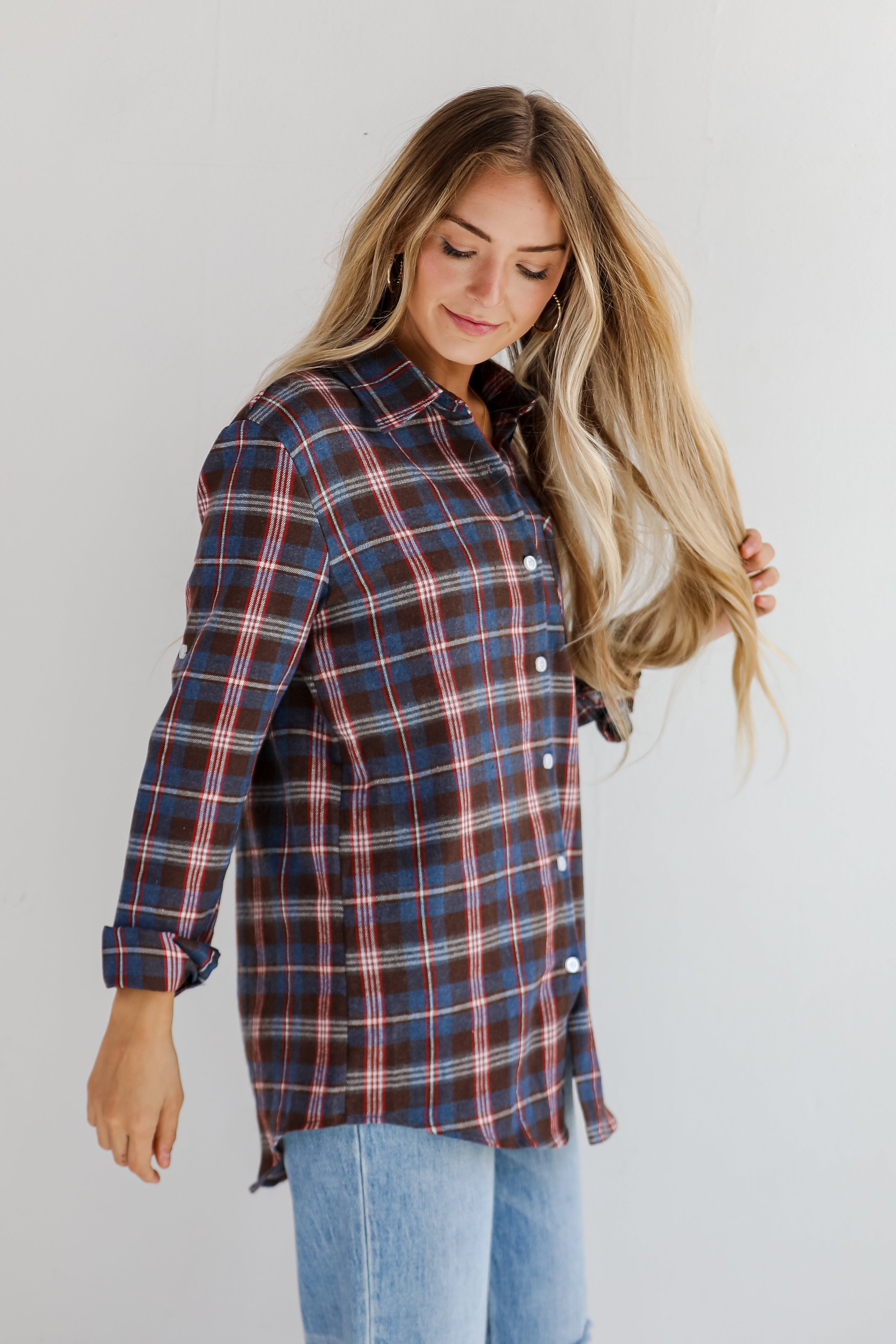 Trendy Era Navy Plaid Flannel