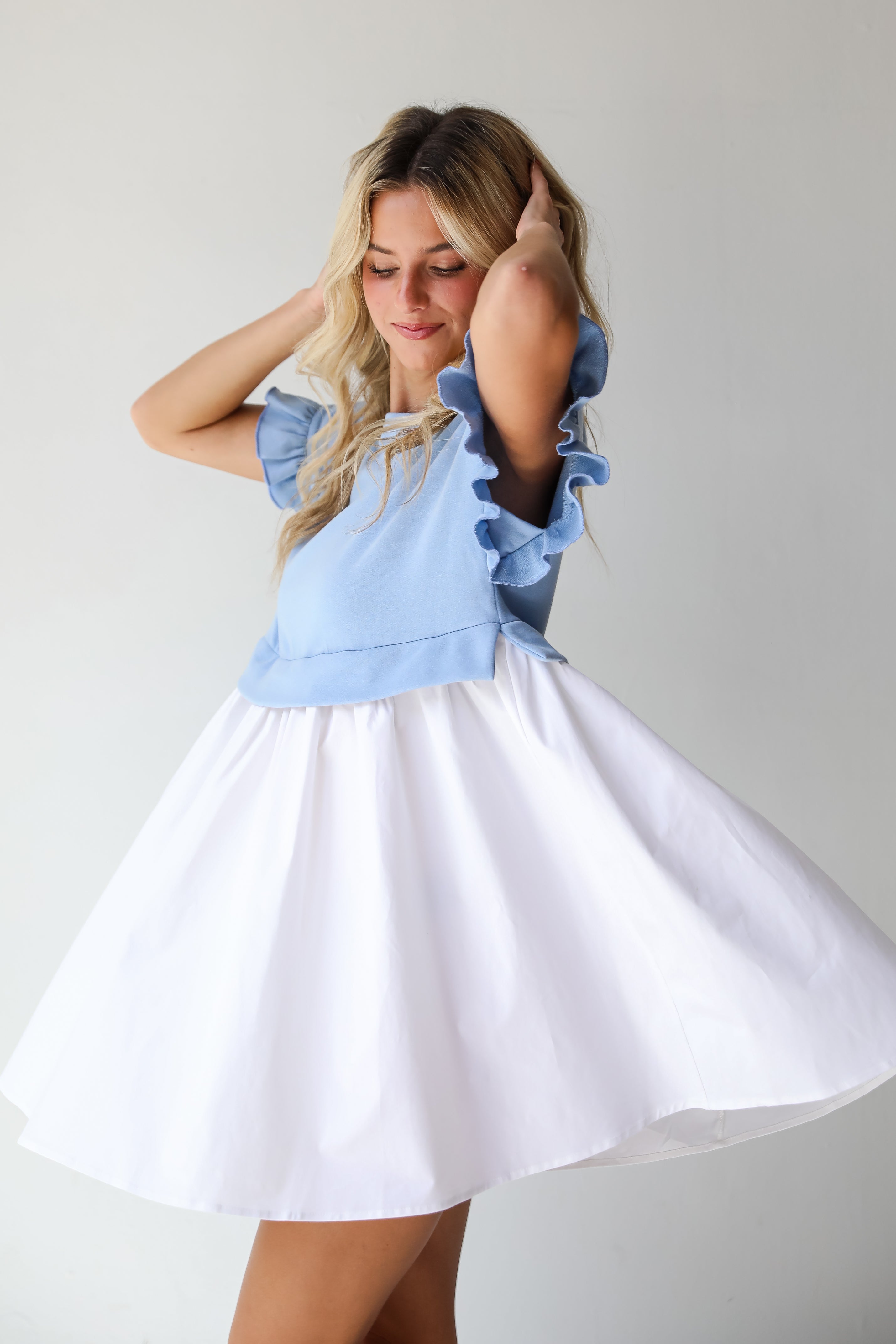 Thriving Sweetness Blue Contrast Mini Dress