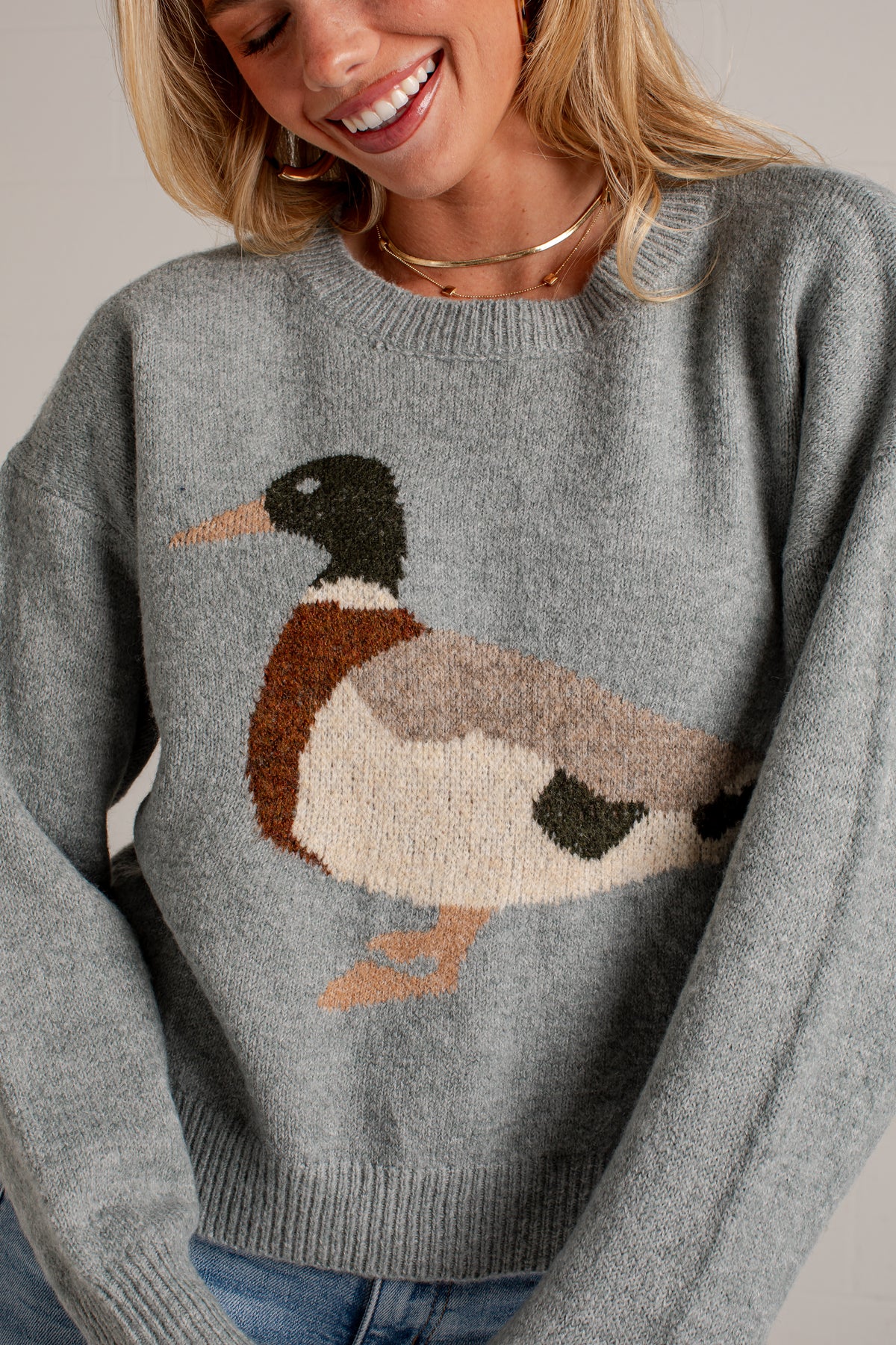 Lucky Duck Graphic Blue Sweater