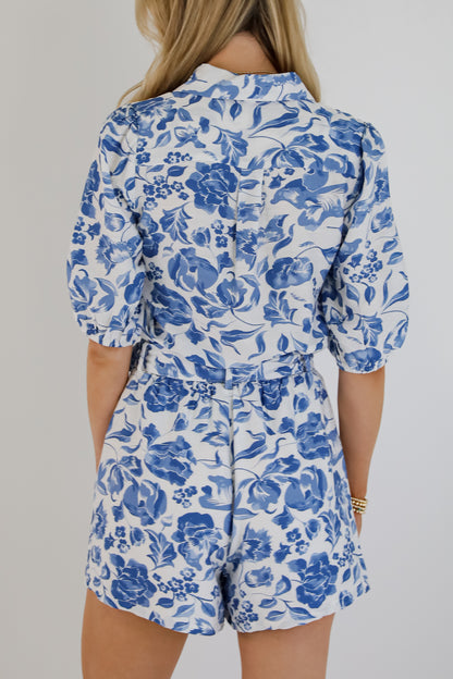 Decidedly Summery Blue Floral Blouse
