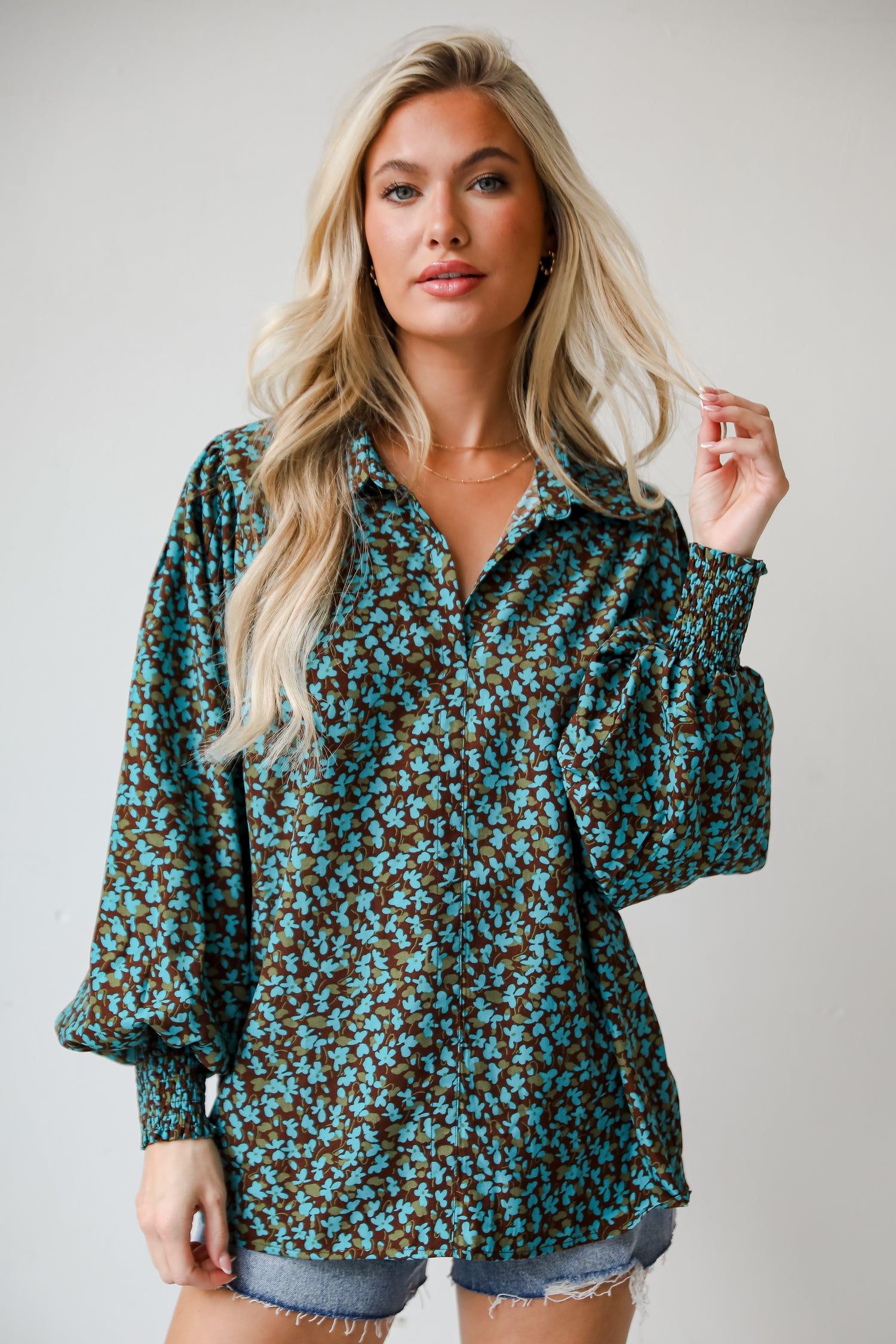 Brown Floral Blouse