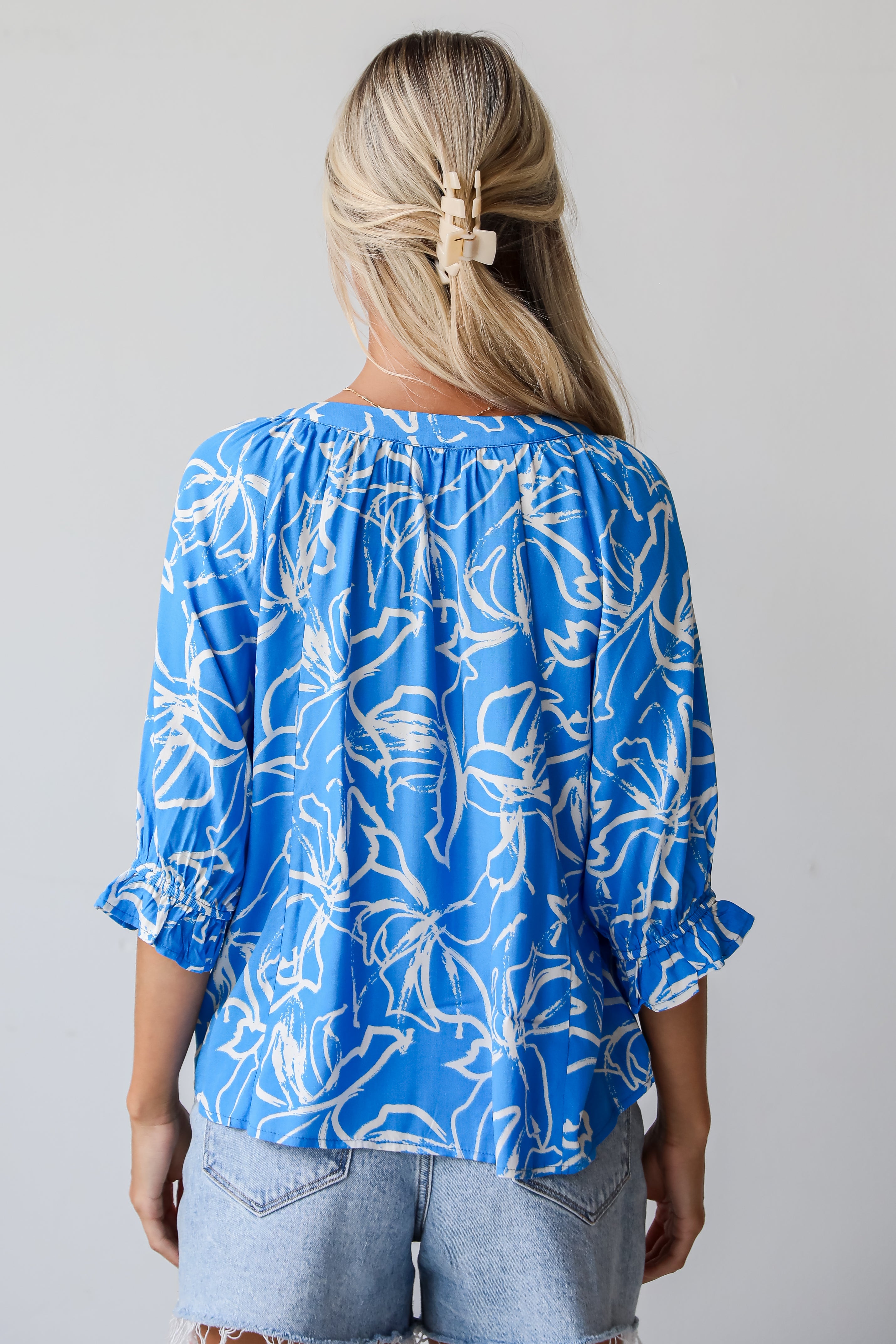 Charming Tendencies Blue Floral Blouse