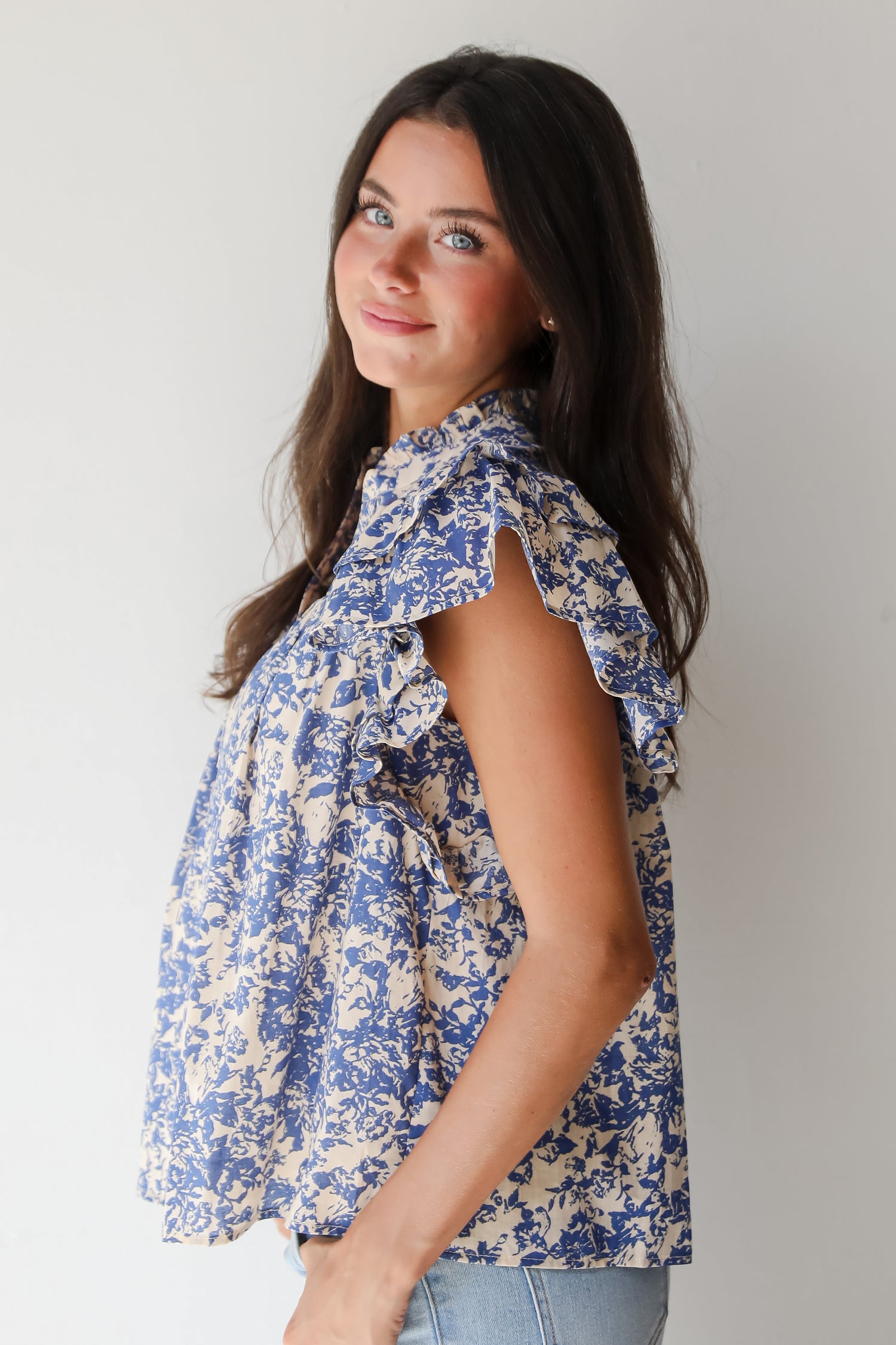 Dainty Ideal Blue Floral Blouse