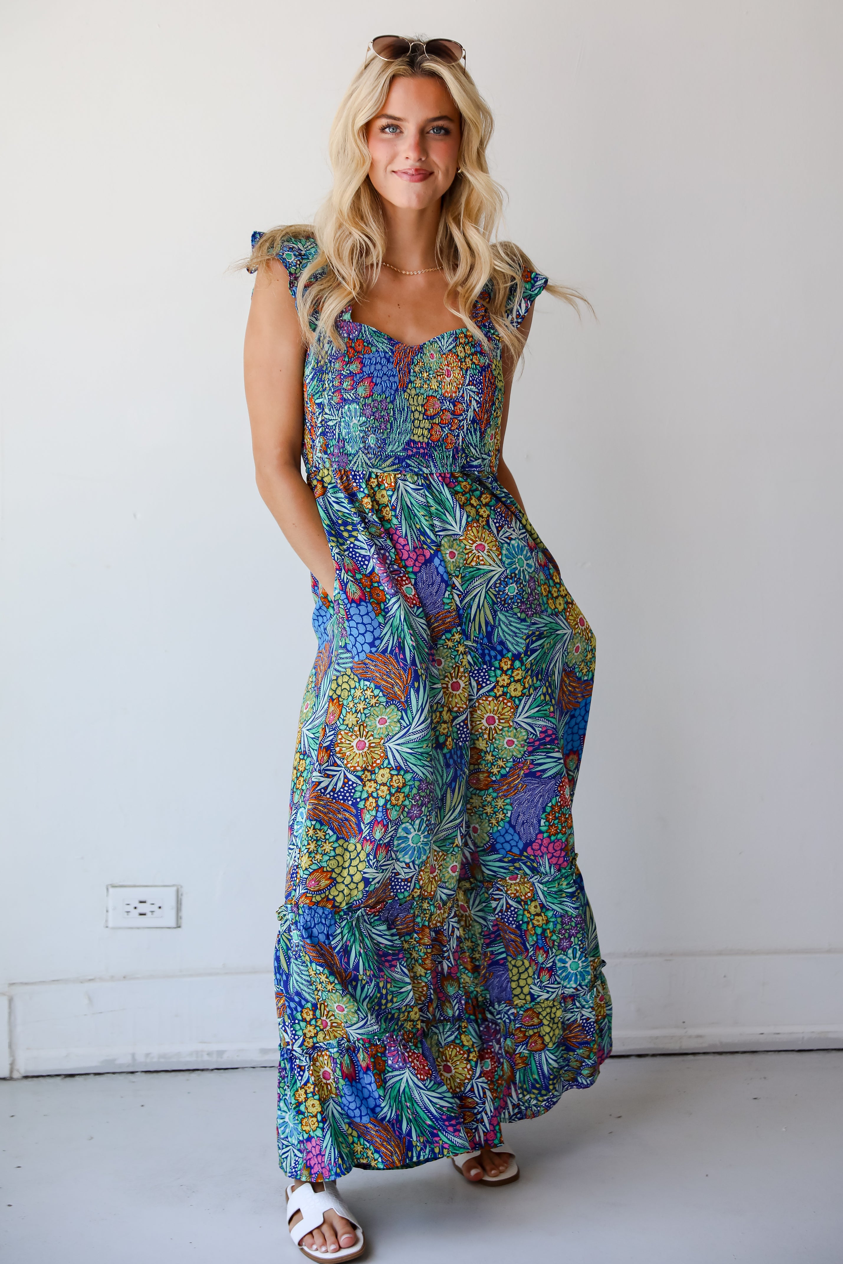 Momentous Elegance Blue Floral Jumpsuit