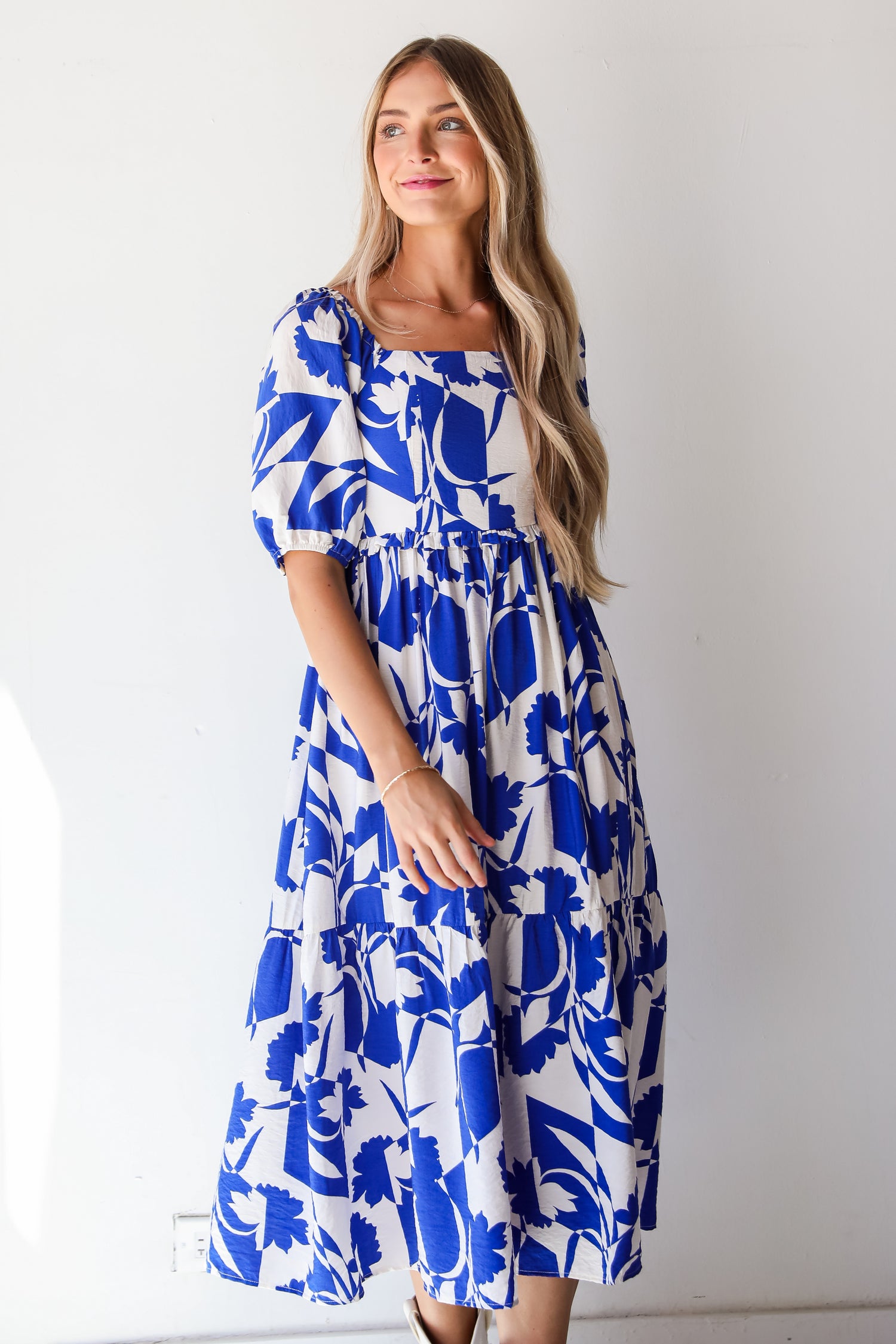 Darling Essential Royal Blue Floral Midi Dress